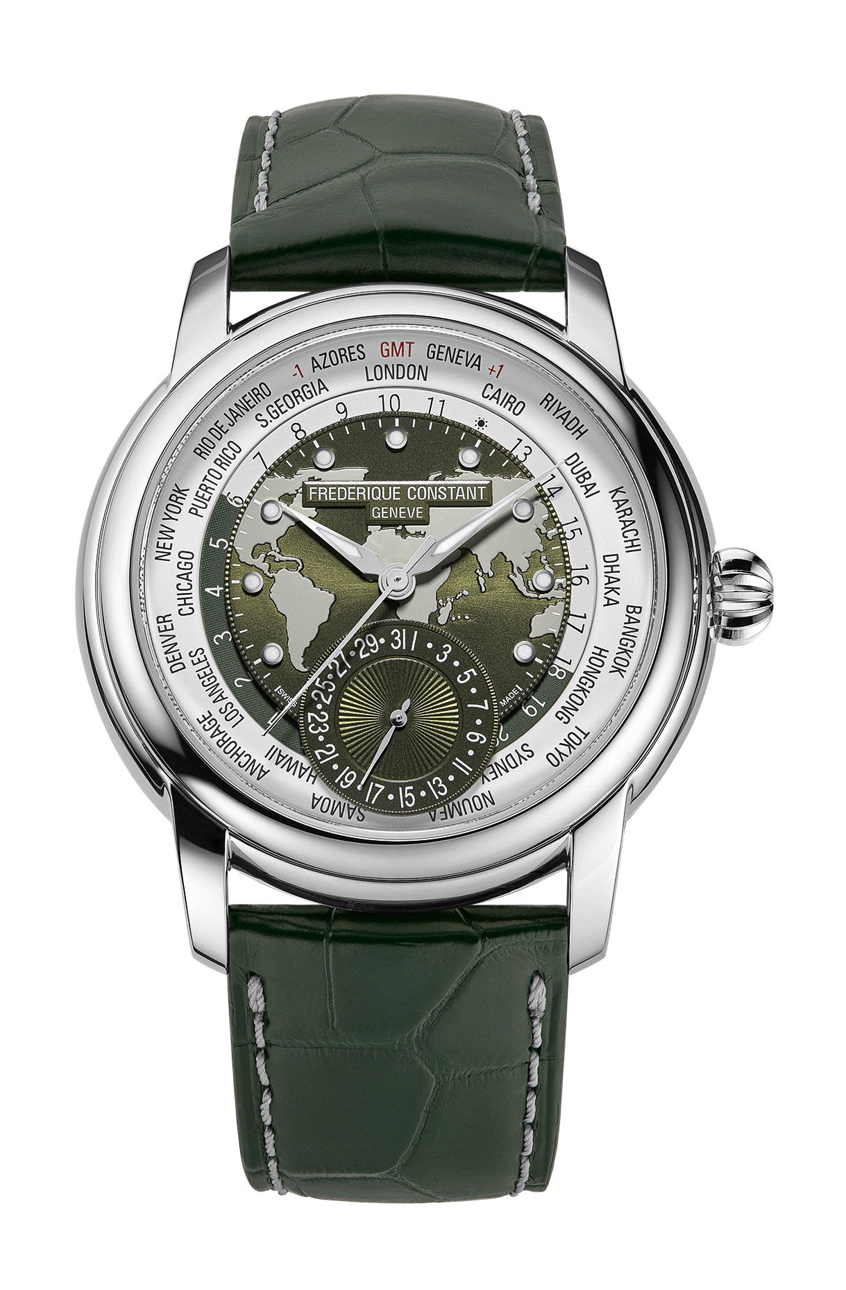 Frederique Constant Classic Worldtimer Manufacture luxury timepiece - detailed view