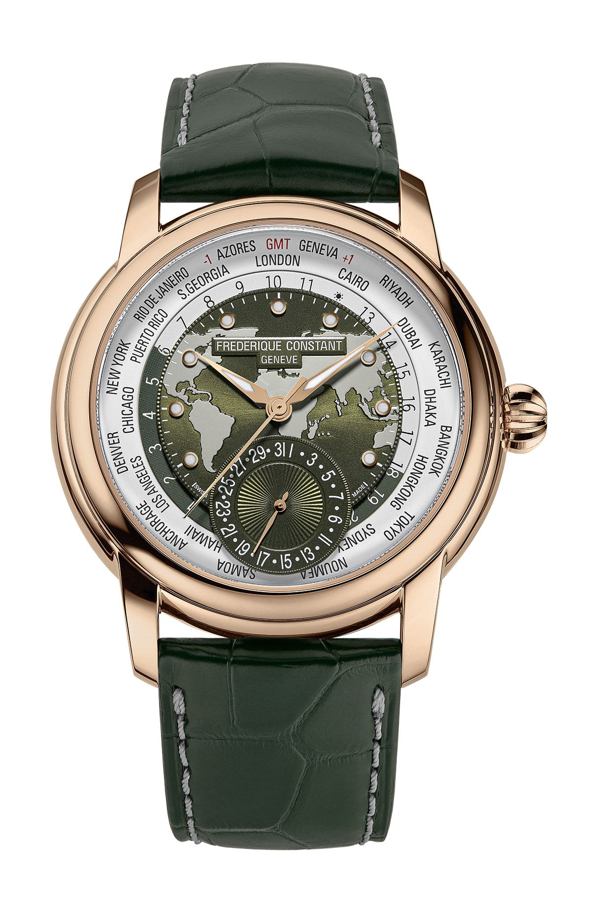 Frederique Constant Classic Worldtimer Manufacture luxury timepiece - detailed view