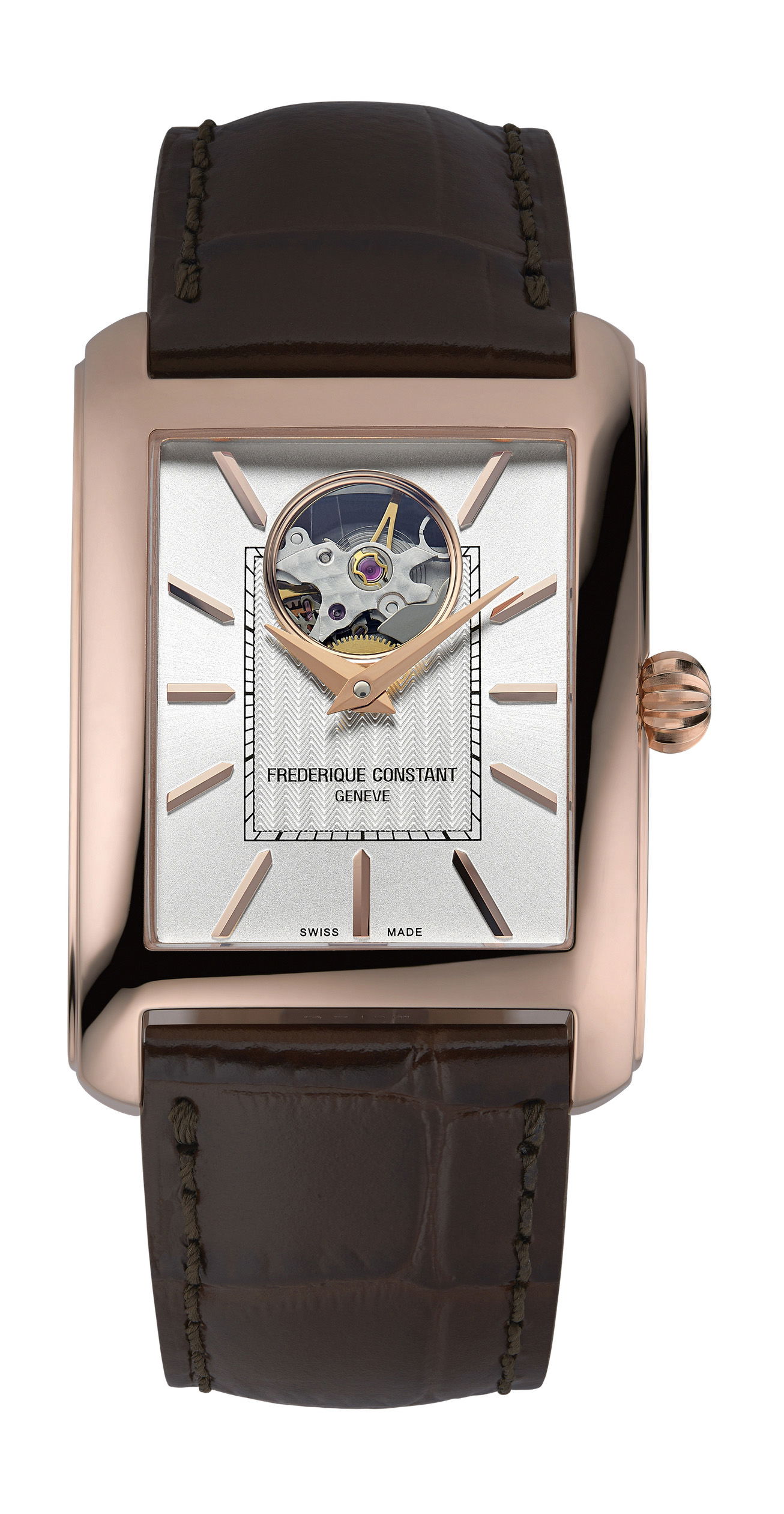 Frederique Constant Classics Carrée Heart Beat Automatic luxury timepiece - detailed view