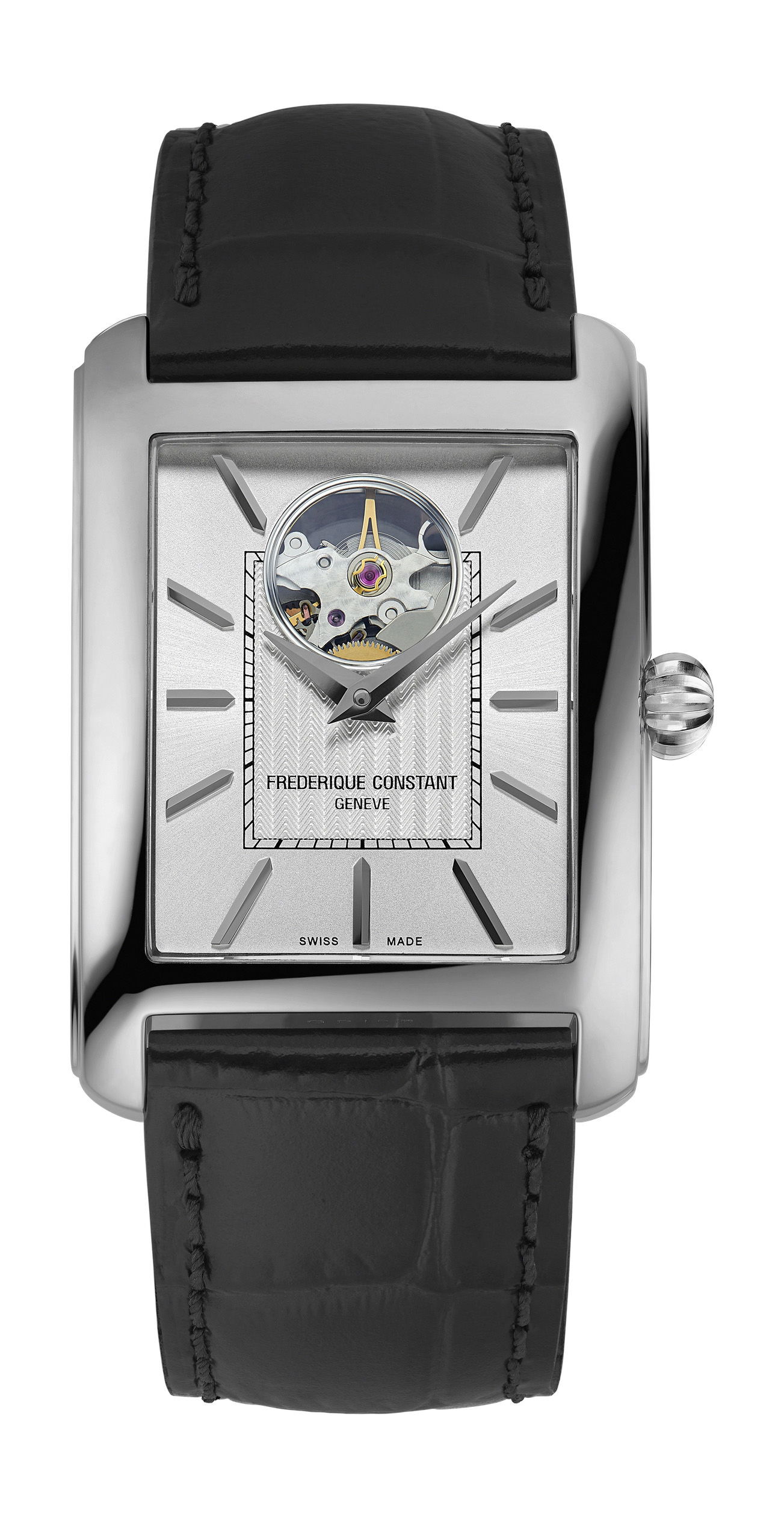 Frederique Constant Classics Carrée Heart Beat Automatic luxury timepiece - detailed view