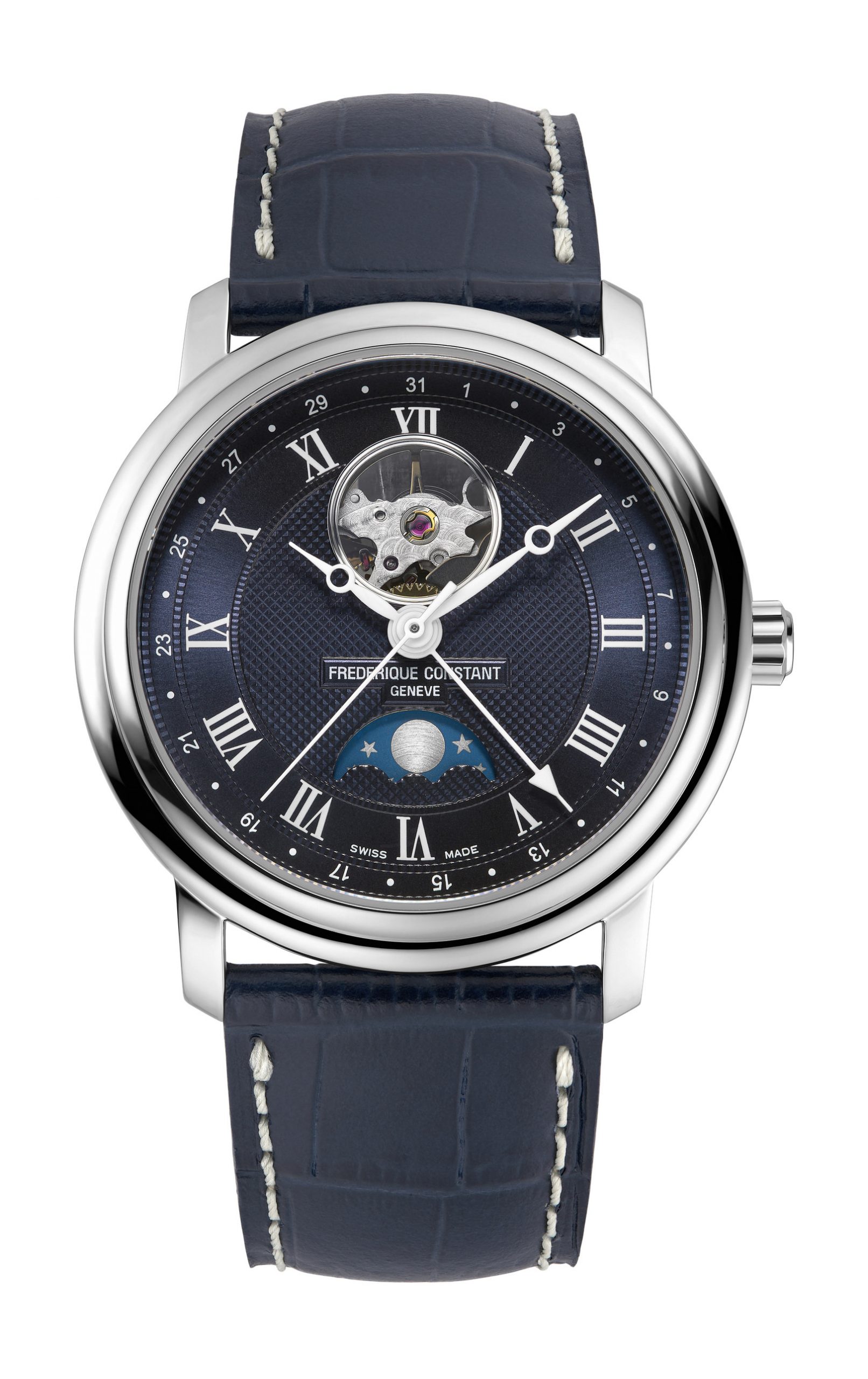 Frederique Constant Classics Heart Beat Moonphase Date luxury timepiece - detailed view