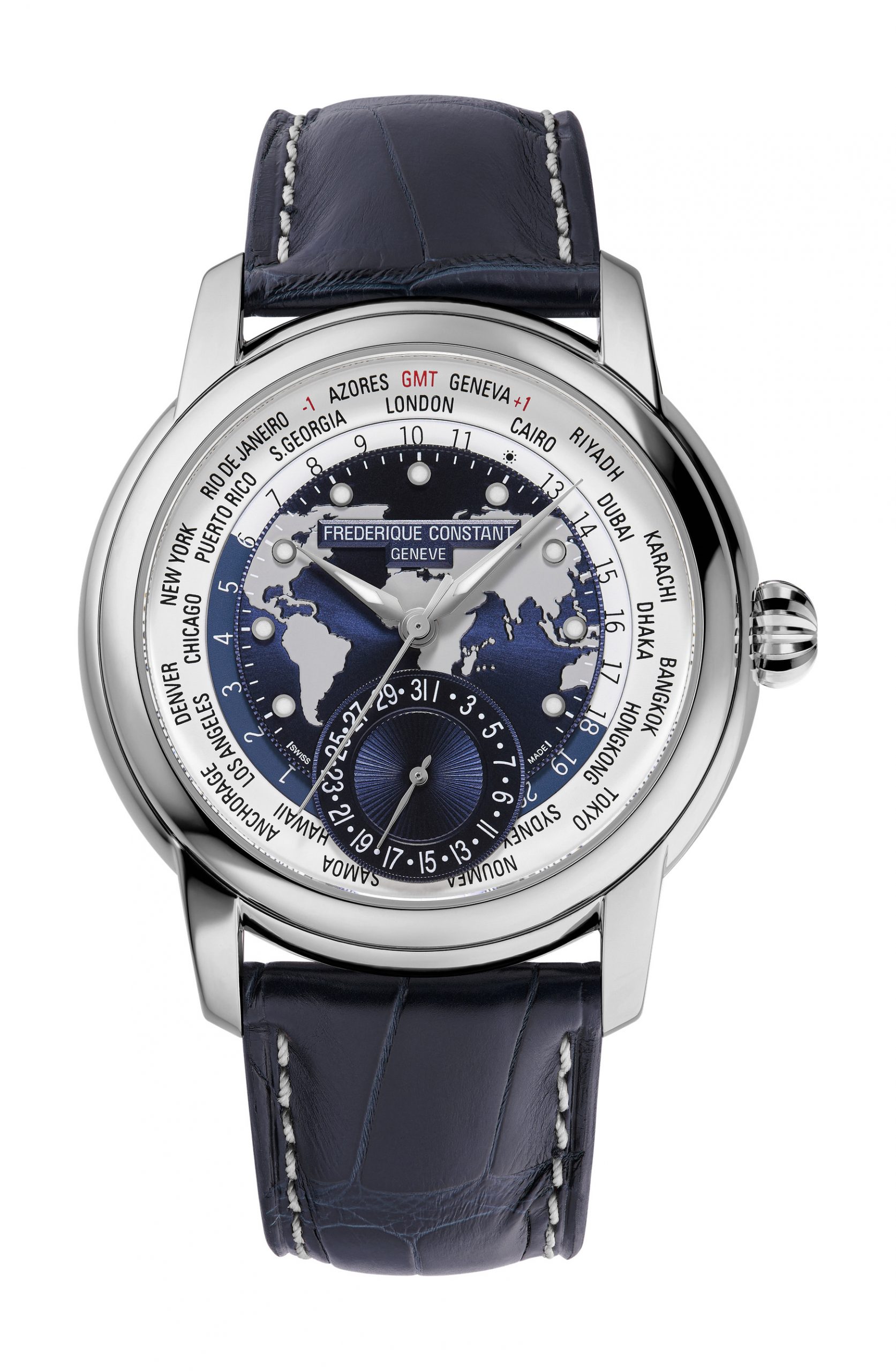 Frederique Constant Classics Worldtimer Manufacture luxury timepiece - detailed view