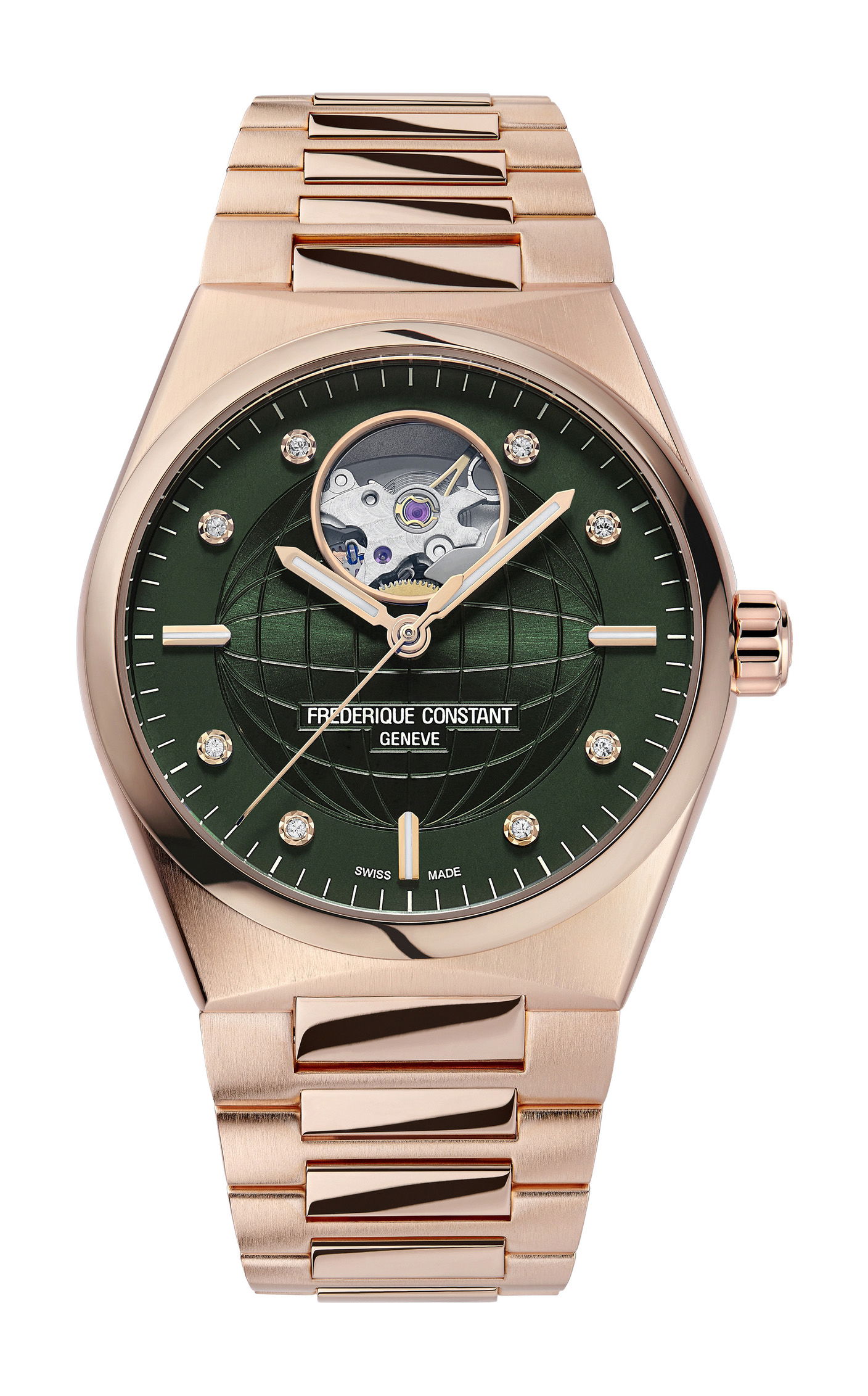 Frederique Constant Highlife Ladies Automatic Heart Beat luxury timepiece - detailed view