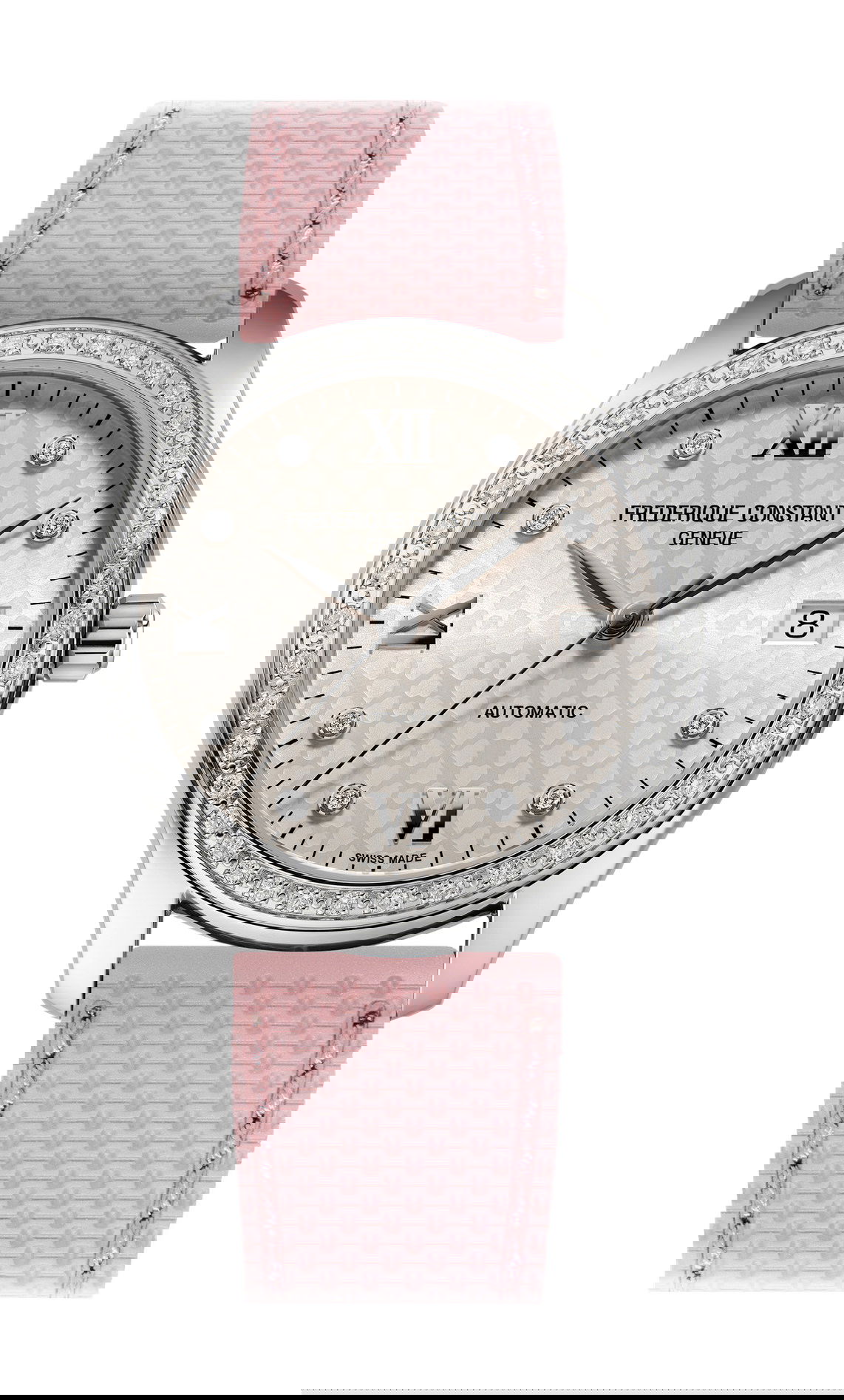Frederique Constant Ladies Automatic Pink Ribbon luxury timepiece - detailed view