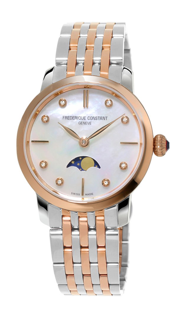 Frederique Constant Classics Slimline Ladies Moonphase luxury timepiece - detailed view