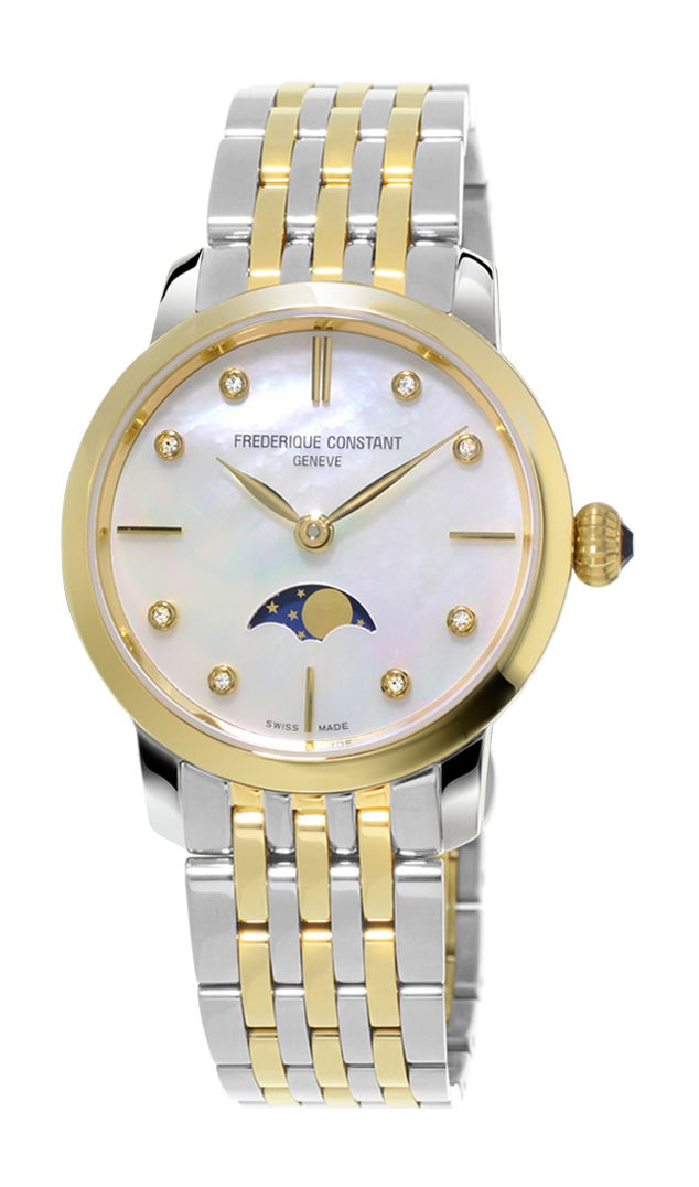 Frederique Constant Classics Slimline Ladies Moonphase luxury timepiece - detailed view