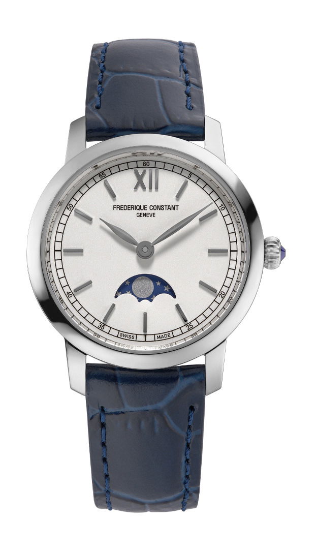 Frederique Constant Classics Slimline Ladies Moonphase luxury timepiece - detailed view