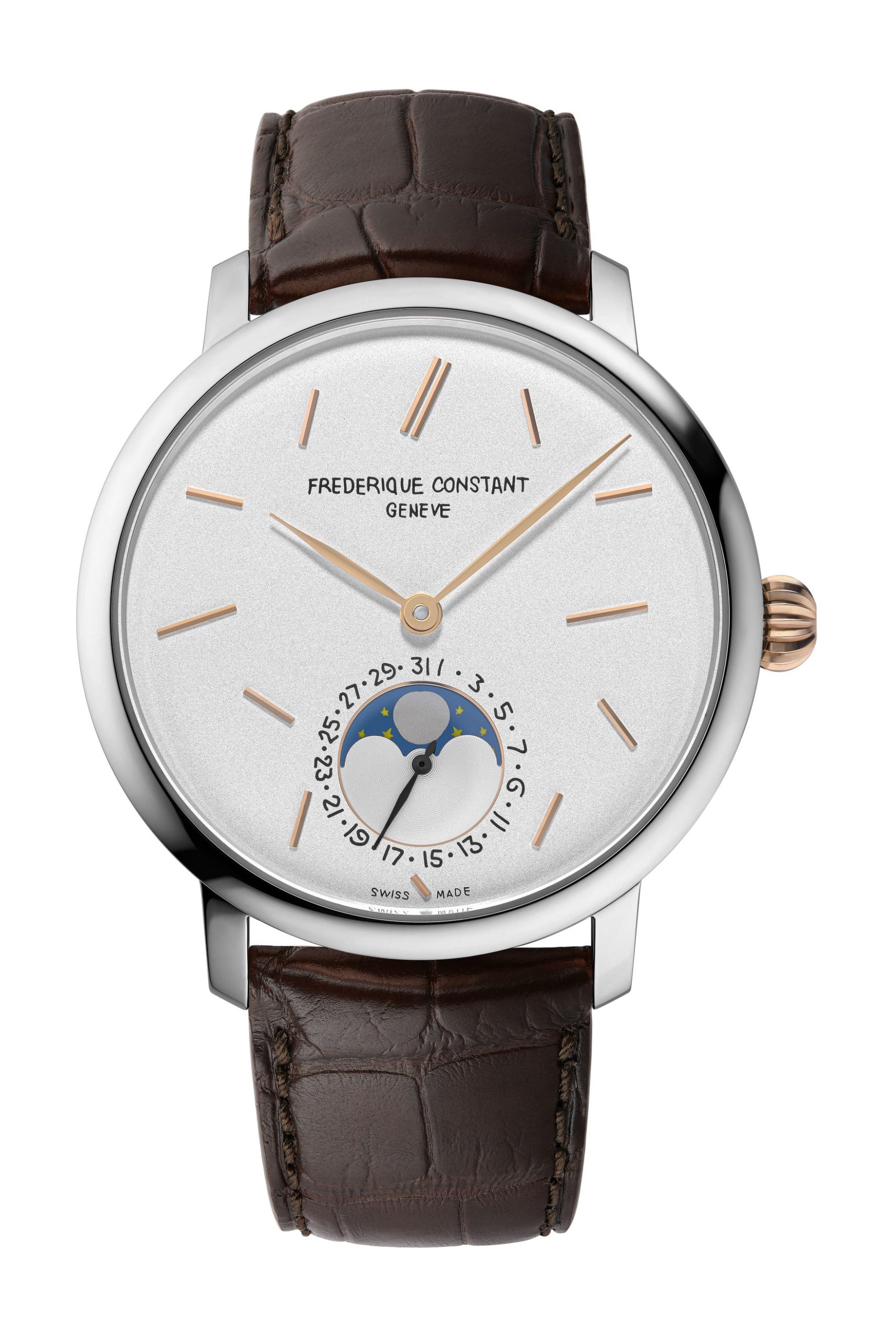 Frederique Constant Slimline Moonpase Date Manufacture Seconde/Seconde luxury timepiece - detailed view