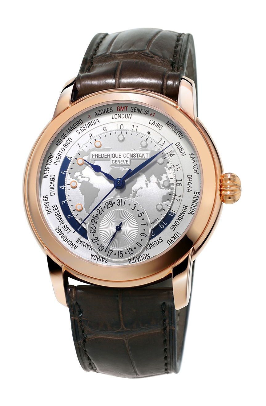 Frederique Constant Classic Worldtimer Manufacture luxury timepiece - detailed view