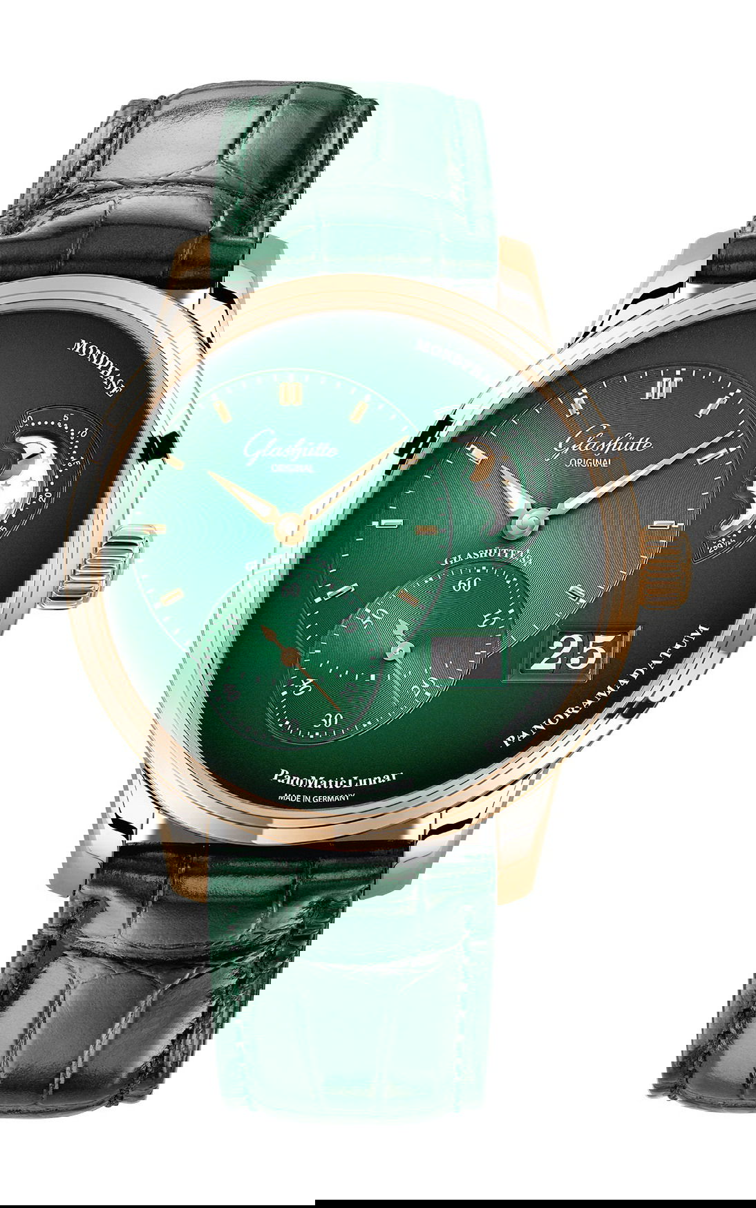 Glashütte Original PanoMatic Lunar Red Gold luxury timepiece - detailed view