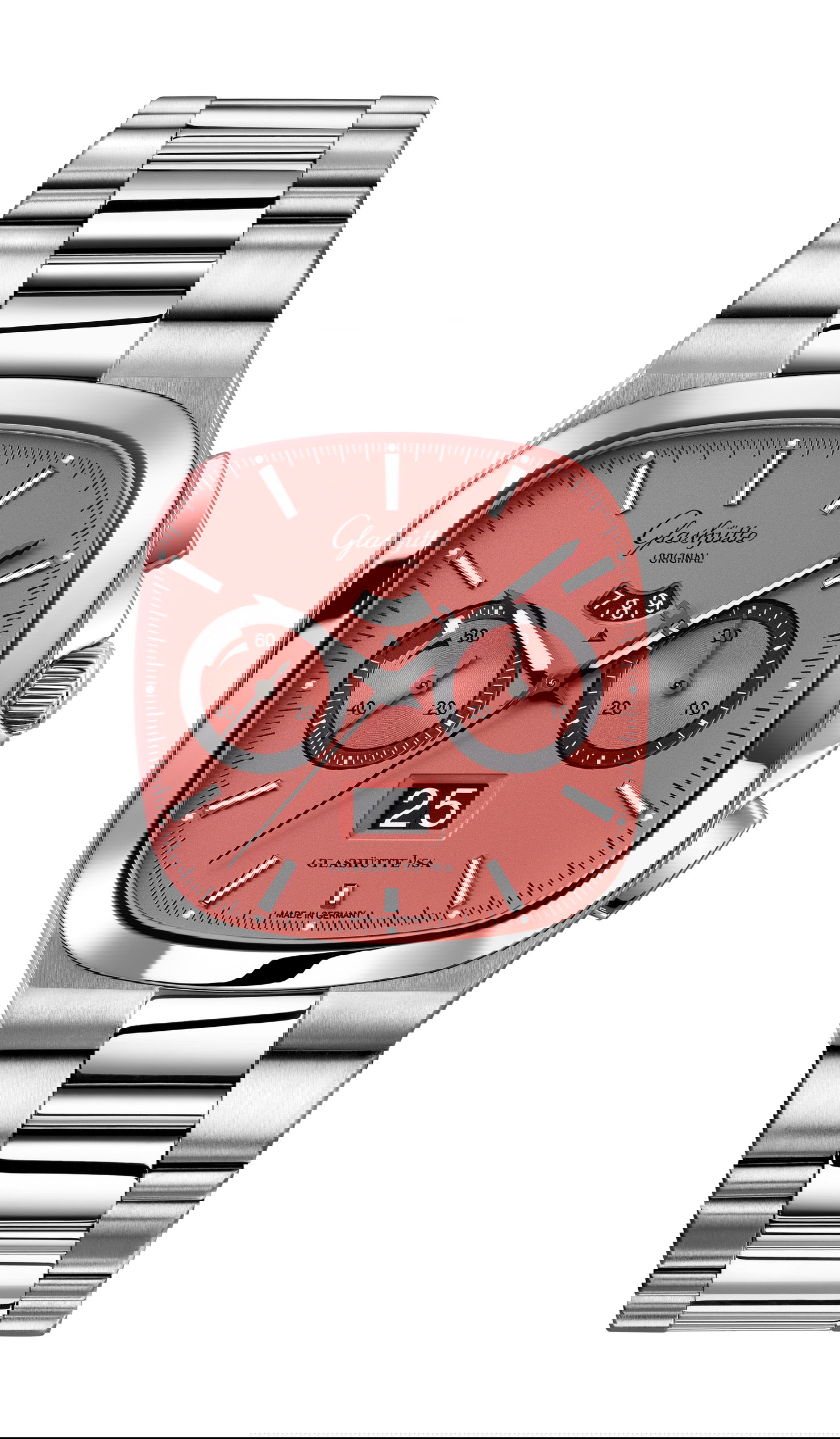 Glashütte Original Seventies Chronograph Panorama Date Watermelon luxury timepiece - detailed view