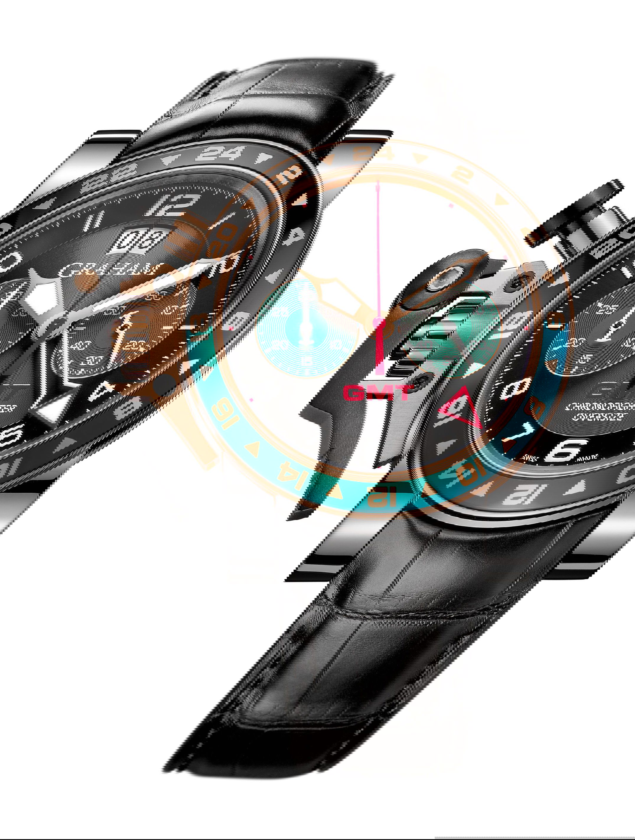 Graham Chronofighter GMT luxury timepiece - detailed view