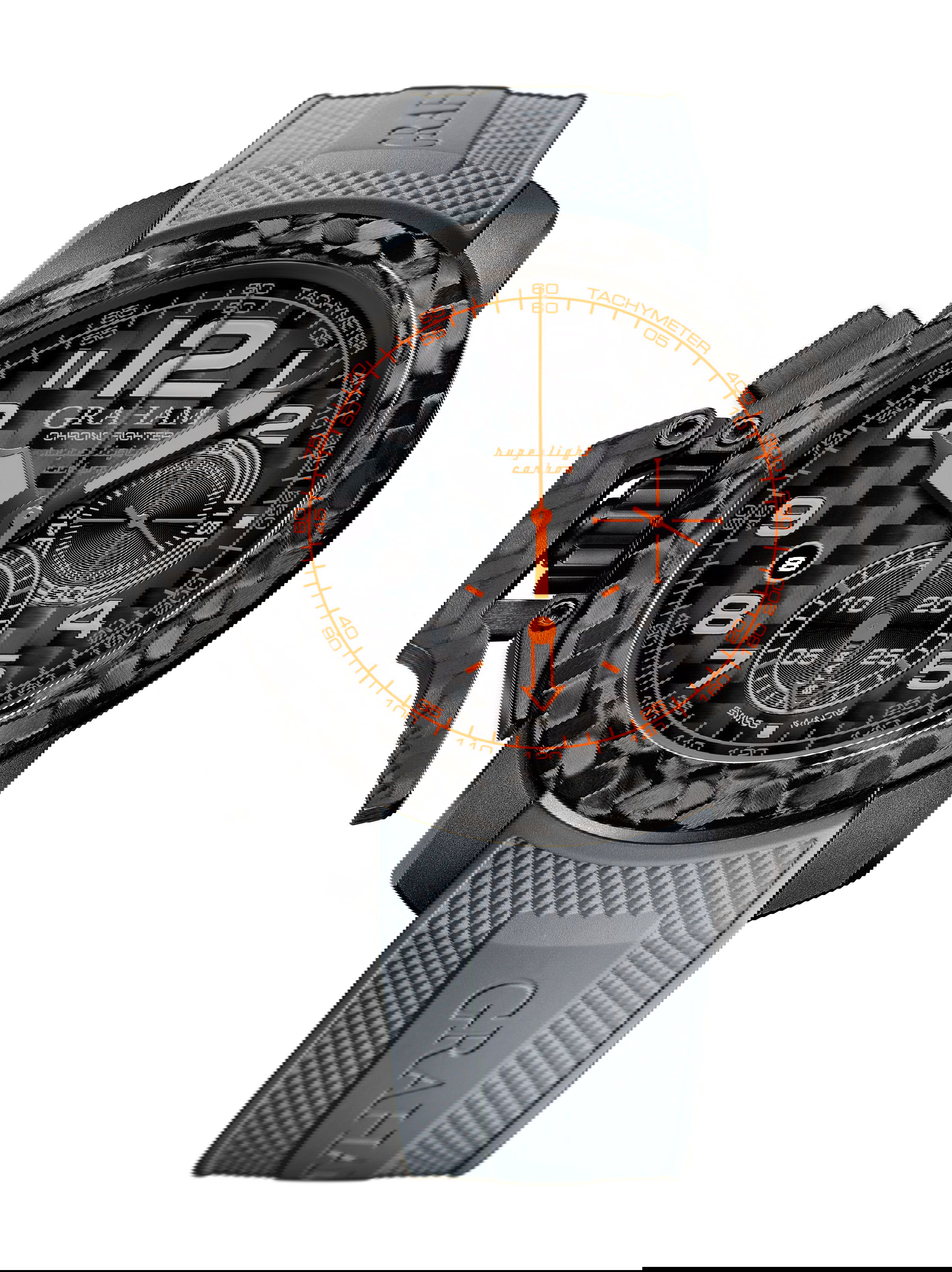 Graham Chronofighter Superlight Carbon luxury timepiece - detailed view