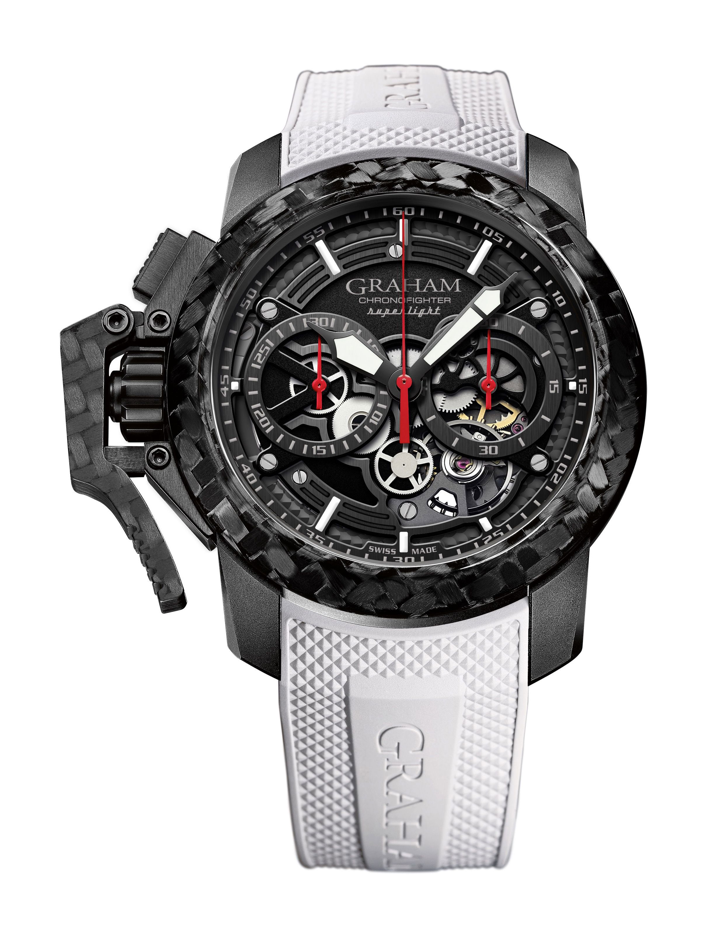 Graham Chronofighter Superlight Carbon Skeleton luxury timepiece - detailed view