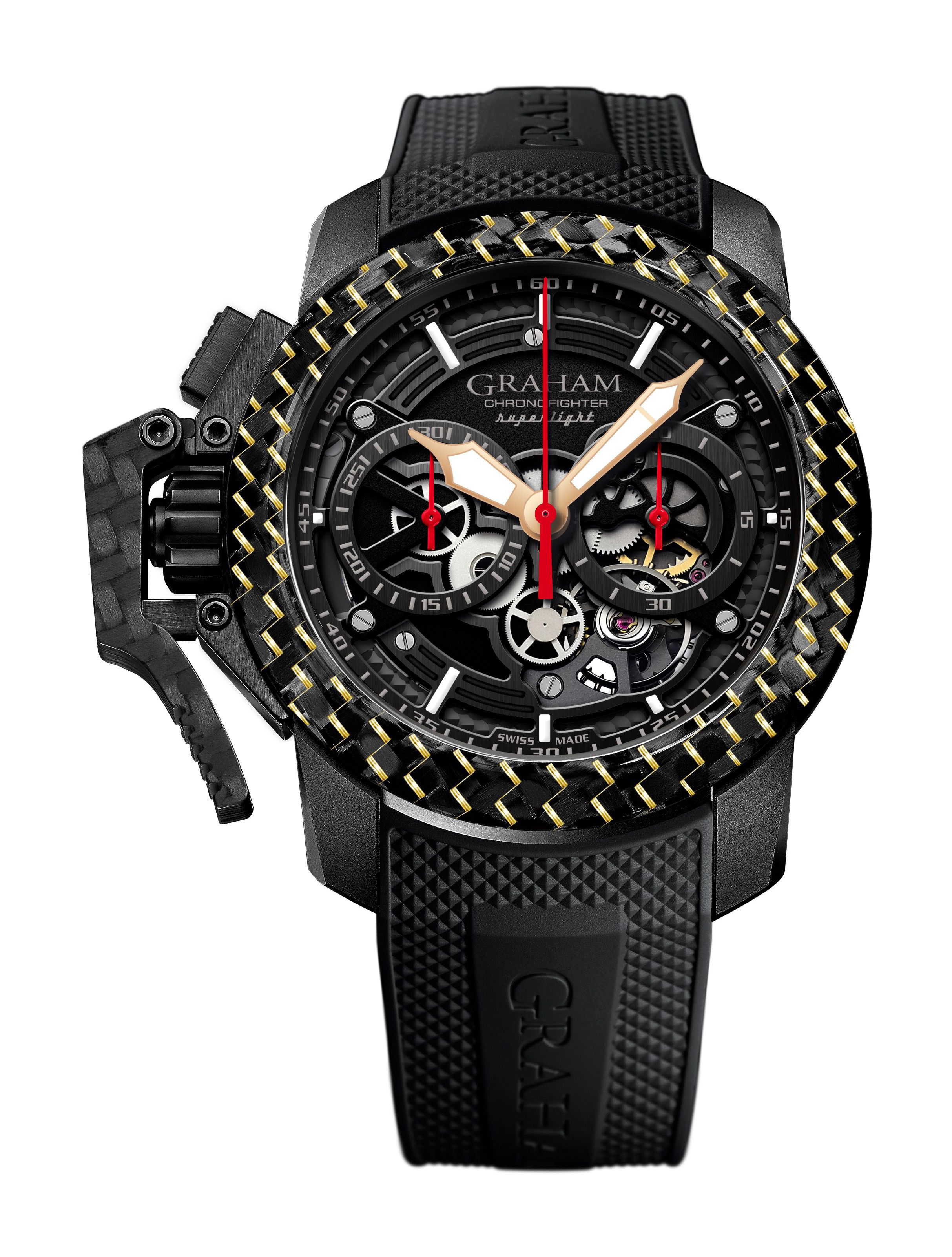 Graham Chronofighter Superlight Carbon Skeleton luxury timepiece - detailed view