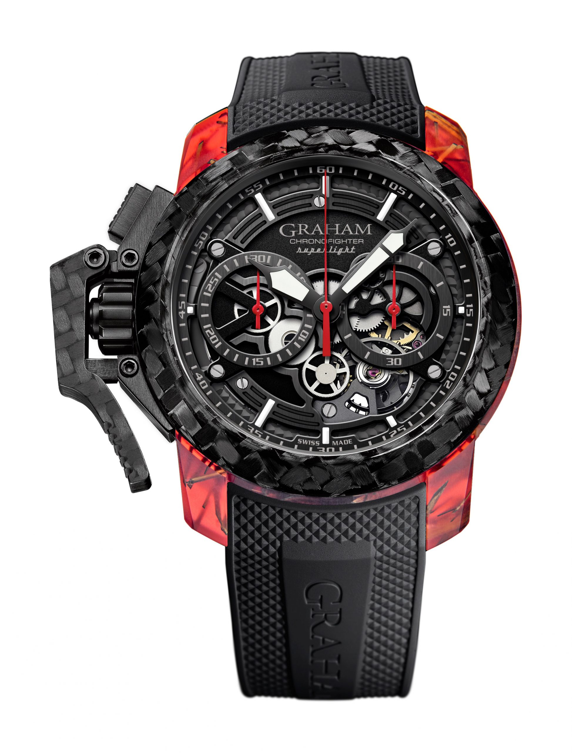 Graham Chronofighter Superlight Carbon Skeleton luxury timepiece - detailed view