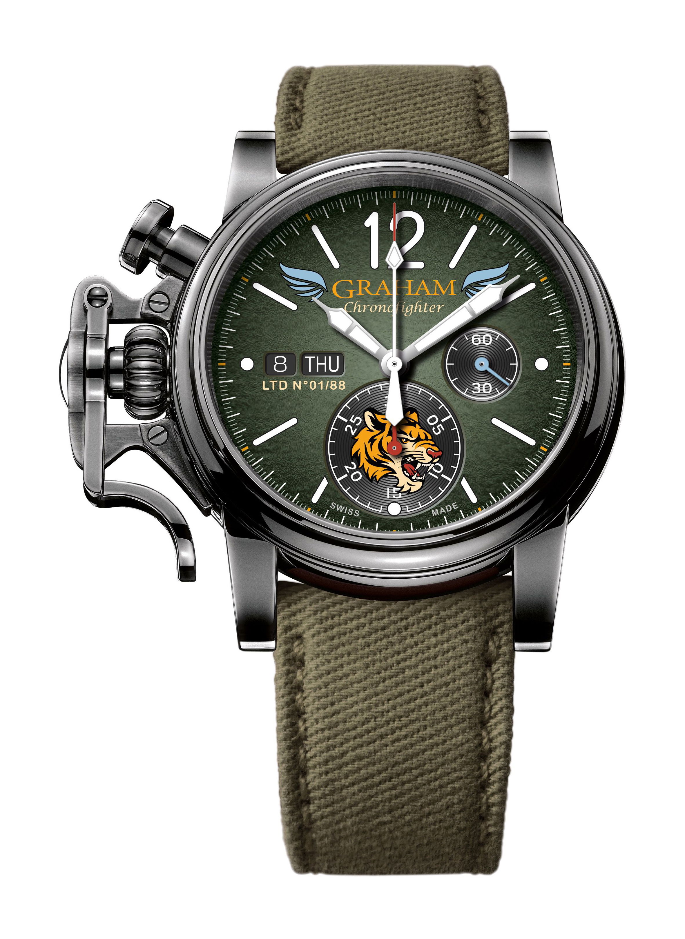 Graham Chronofighter Vintage Flying Tigers Ltd luxury timepiece - detailed view