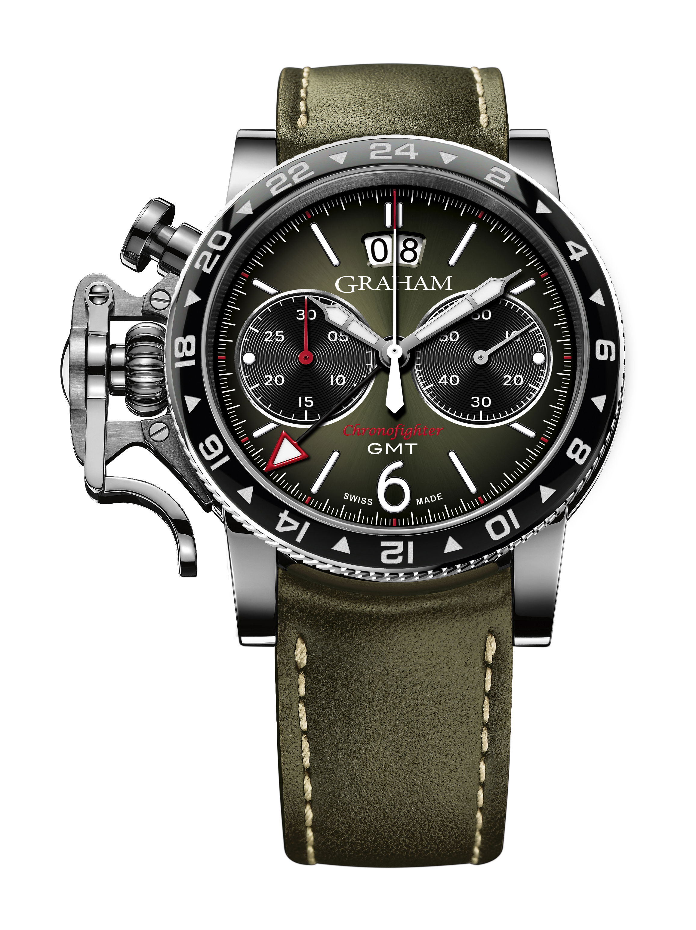 Graham Chronofighter Vintage GMT luxury timepiece - detailed view