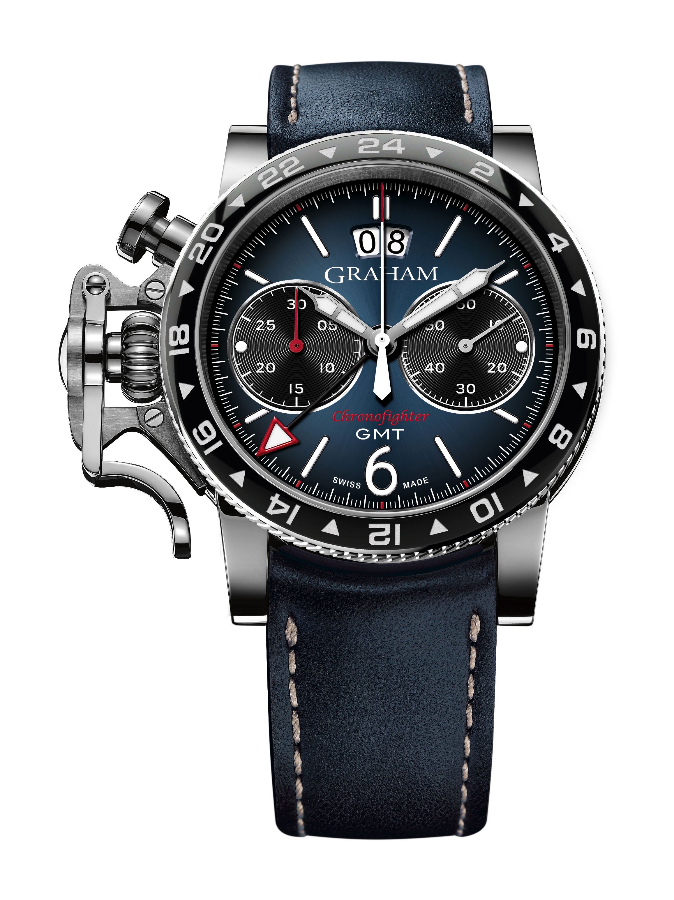 Graham Chronofighter Vintage GMT luxury timepiece - detailed view