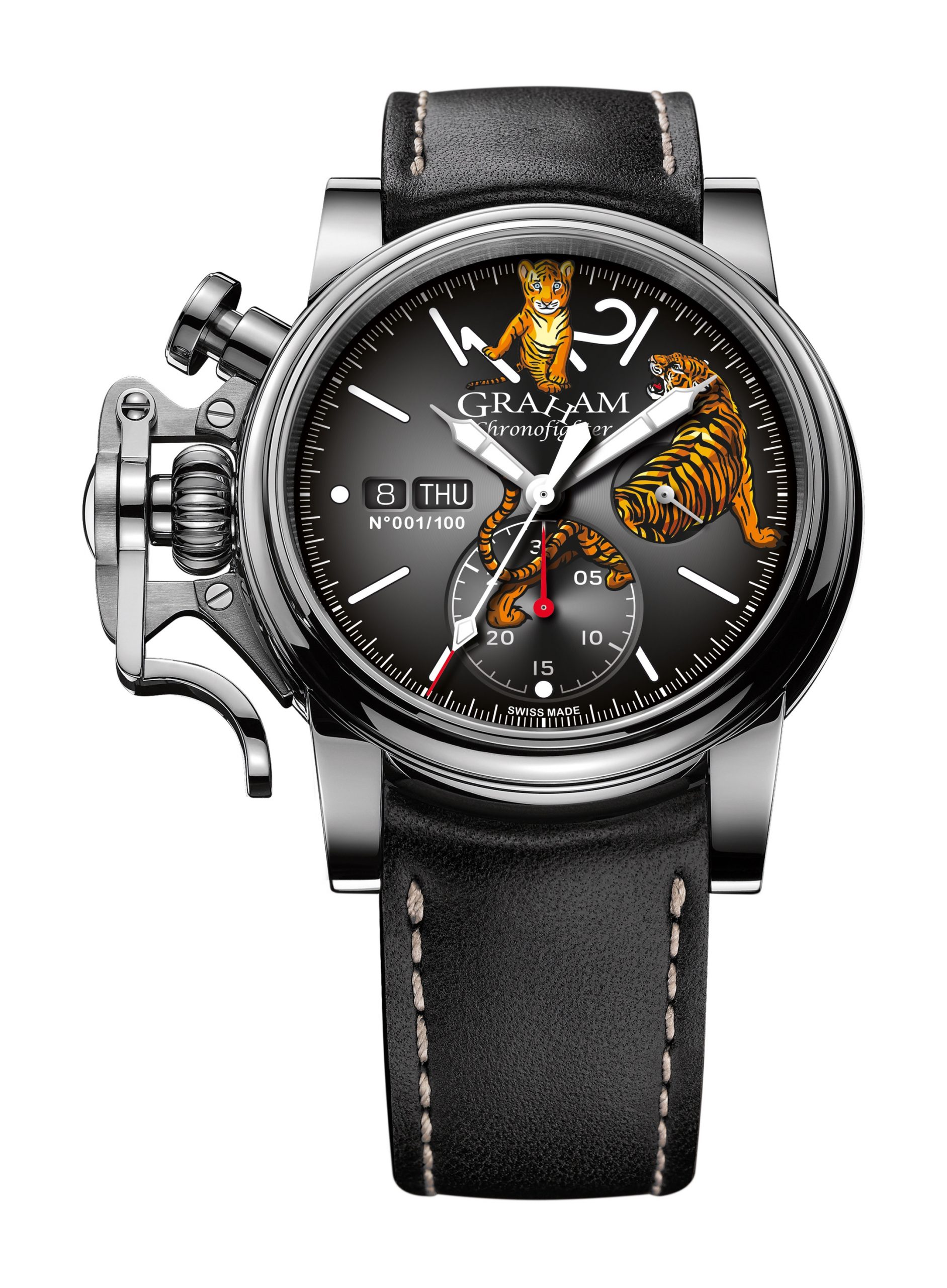 Graham Chronofighter Vintage Ltd Tiger luxury timepiece - detailed view