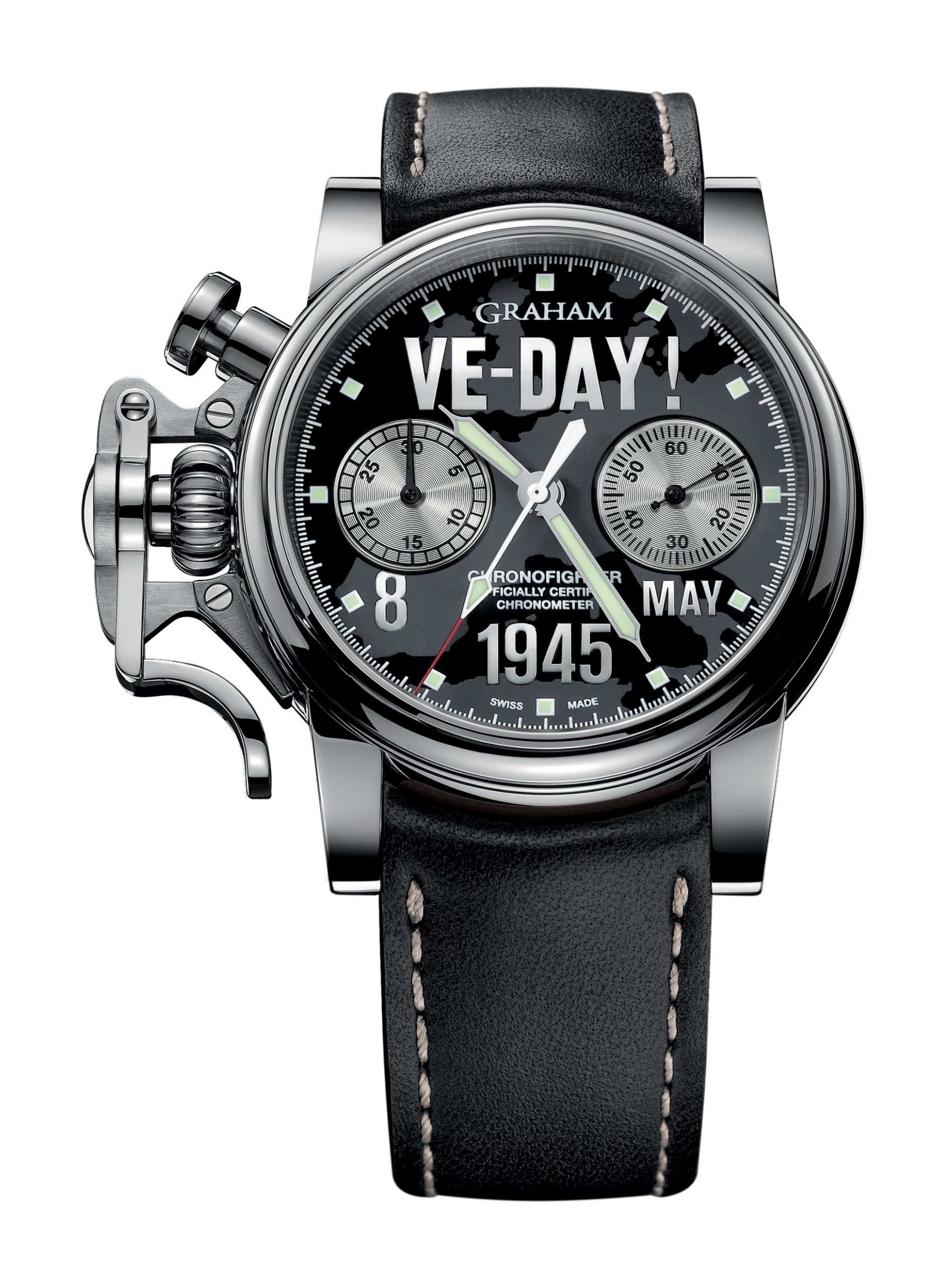Graham Chronofighter Vintage Ltd – Ve-Day luxury timepiece - detailed view