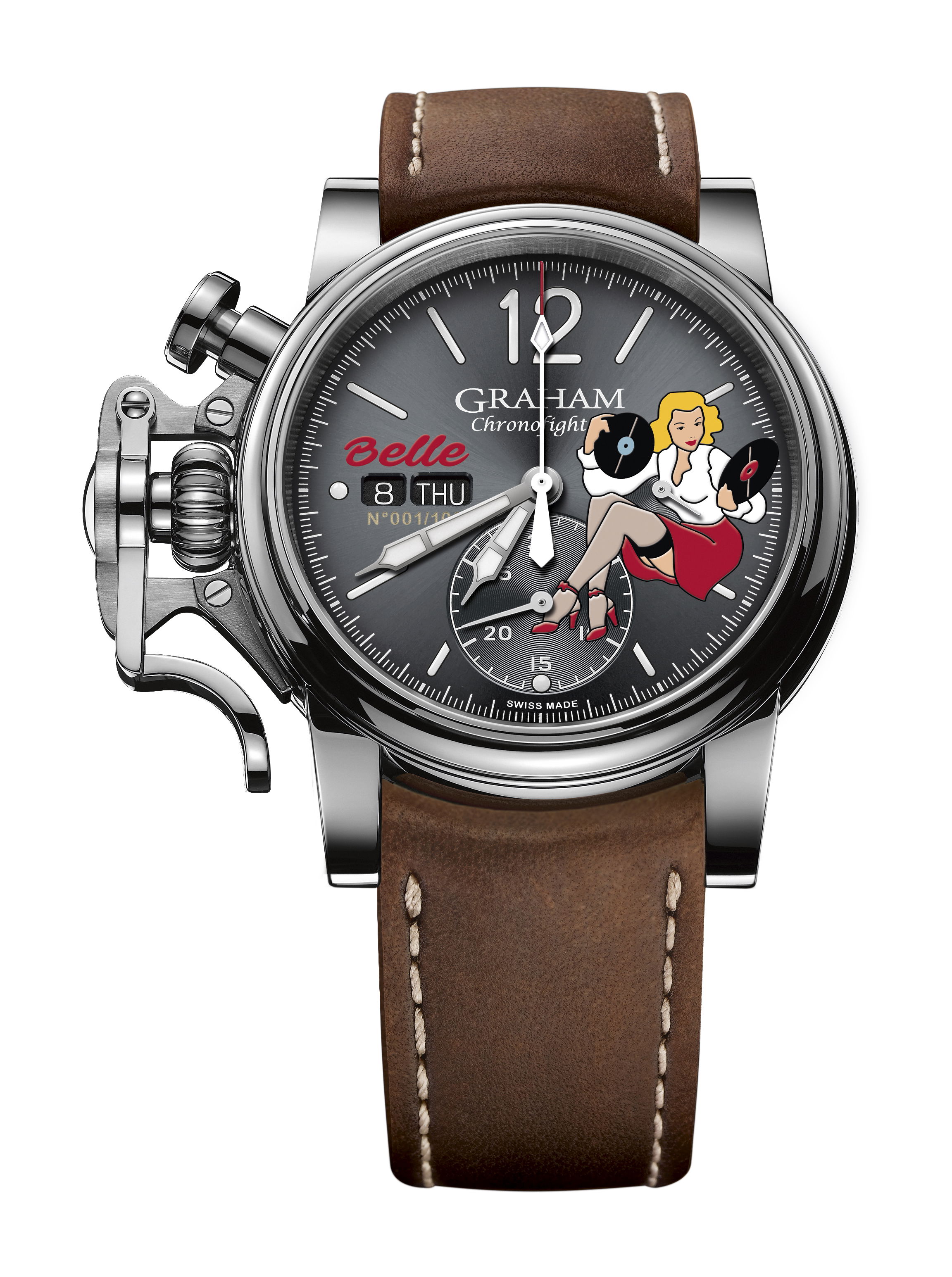 Graham Chronofighter Vintage Nose Art Ltd luxury timepiece - detailed view