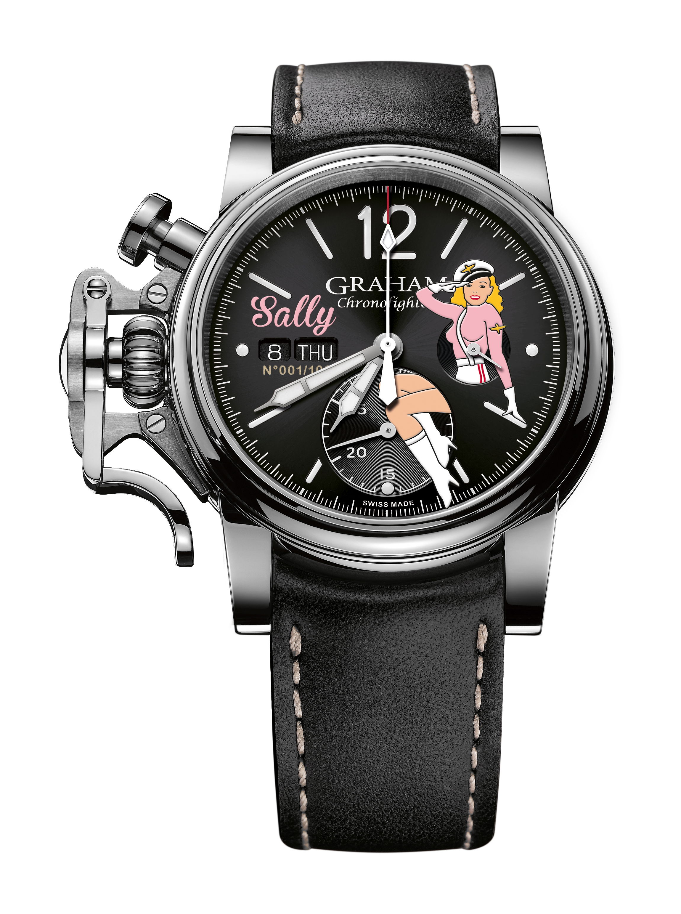 Graham Chronofighter Vintage Nose Art Ltd luxury timepiece - detailed view