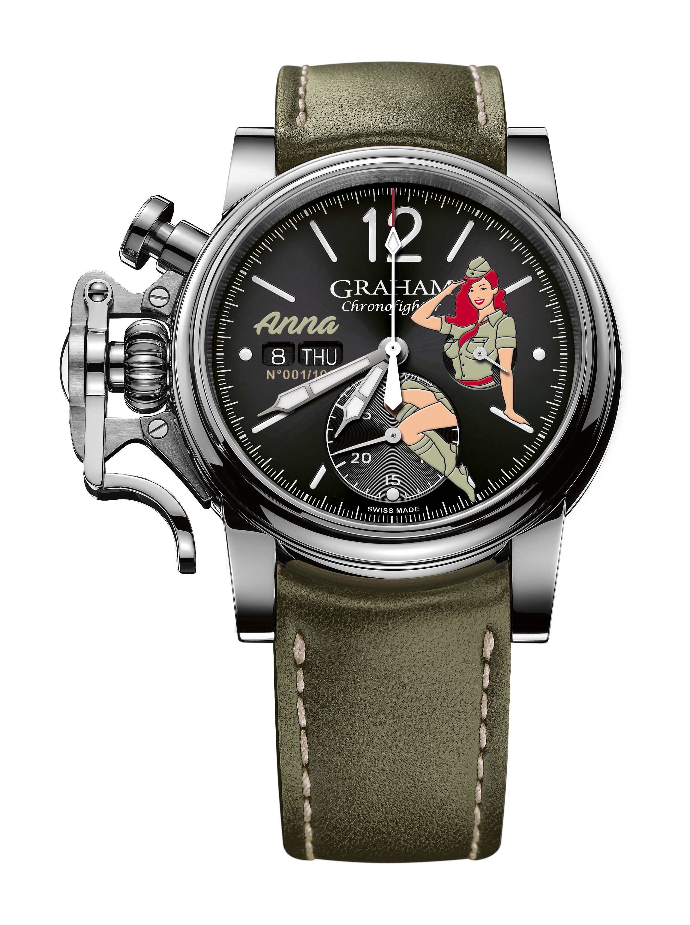 Graham Chronofighter Vintage Nose Art Ltd luxury timepiece - detailed view