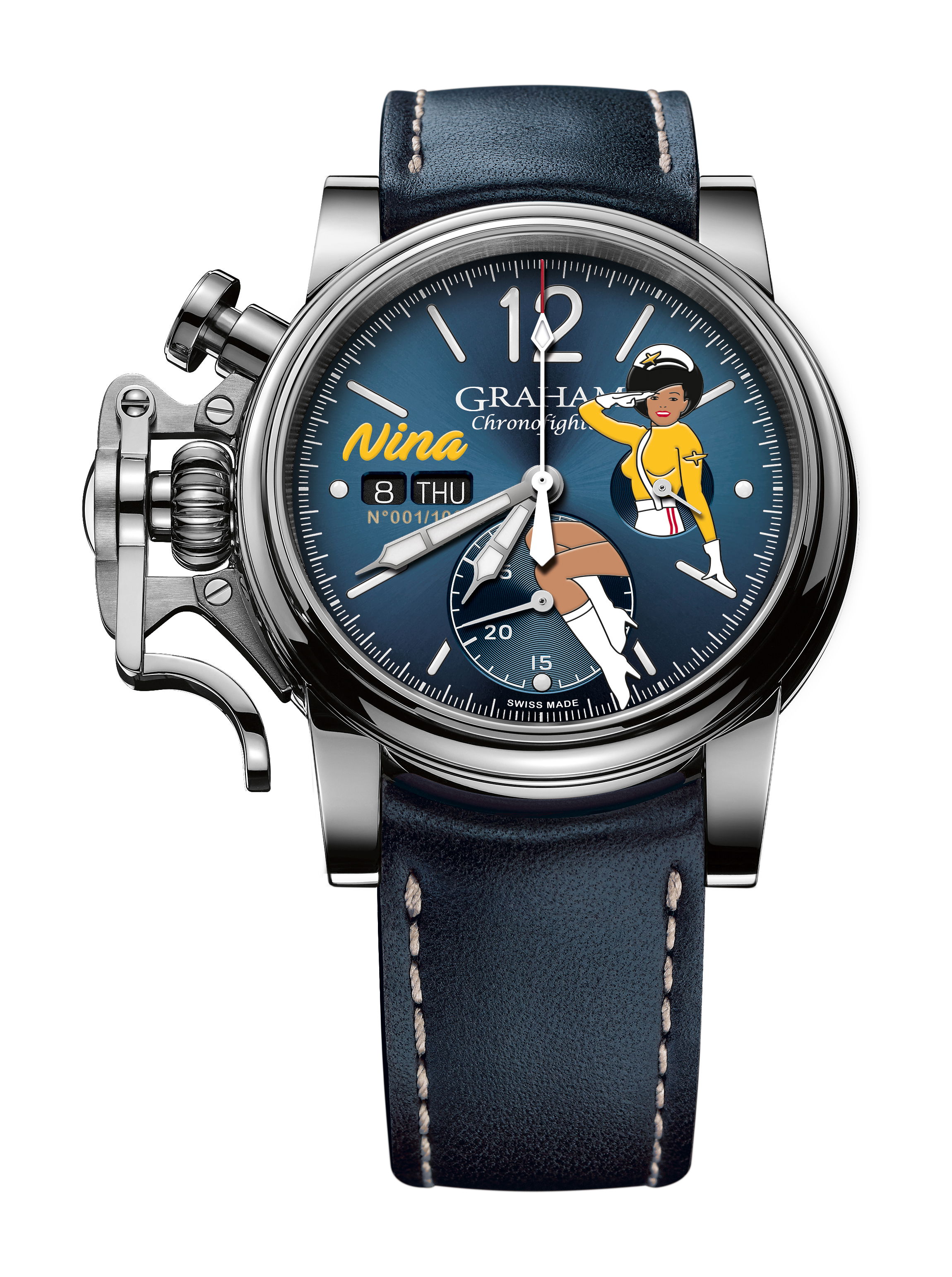 Graham Chronofighter Vintage Nose Art Ltd luxury timepiece - detailed view