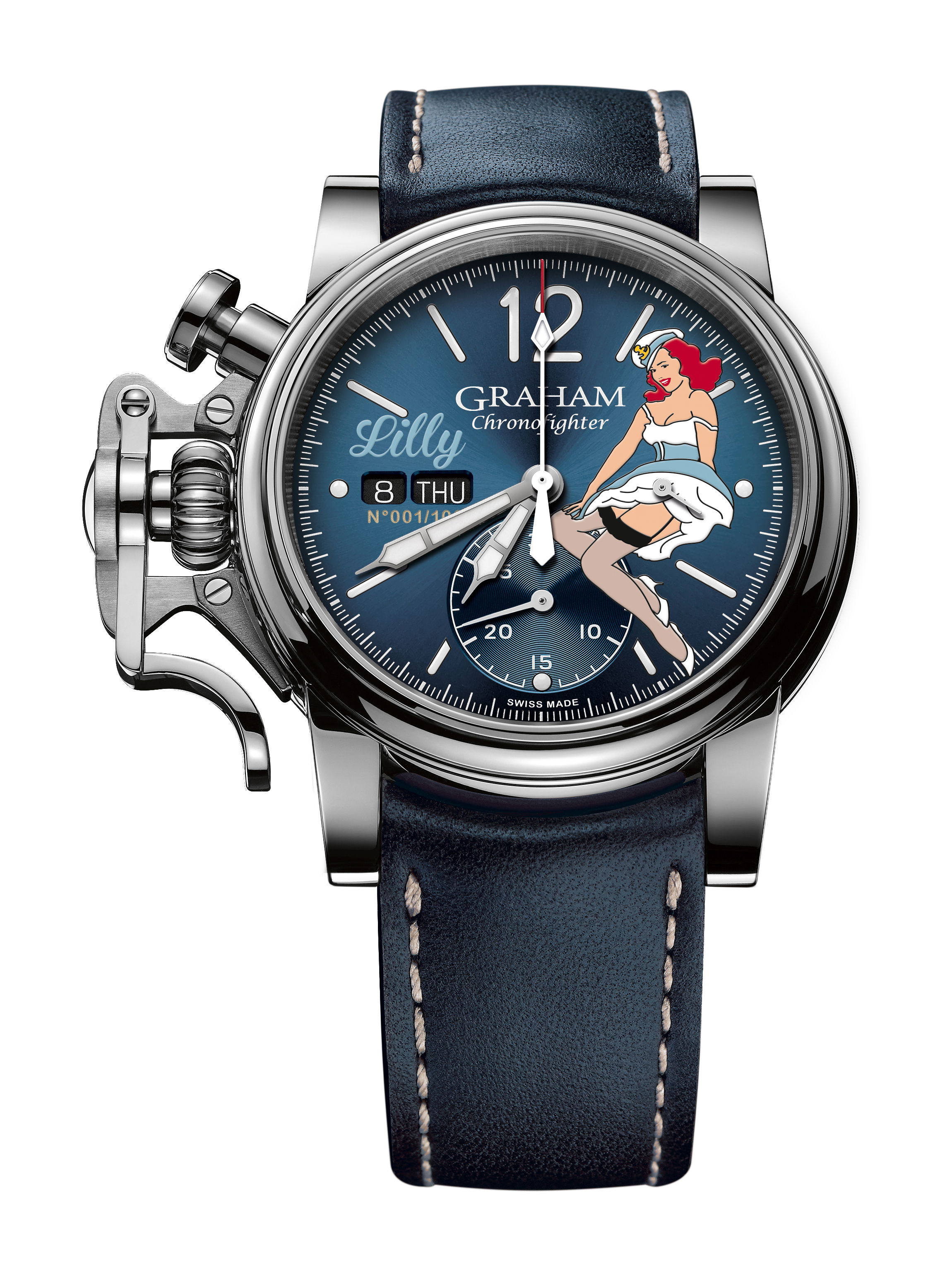 Graham Chronofighter Vintage Nose Art Ltd luxury timepiece - detailed view