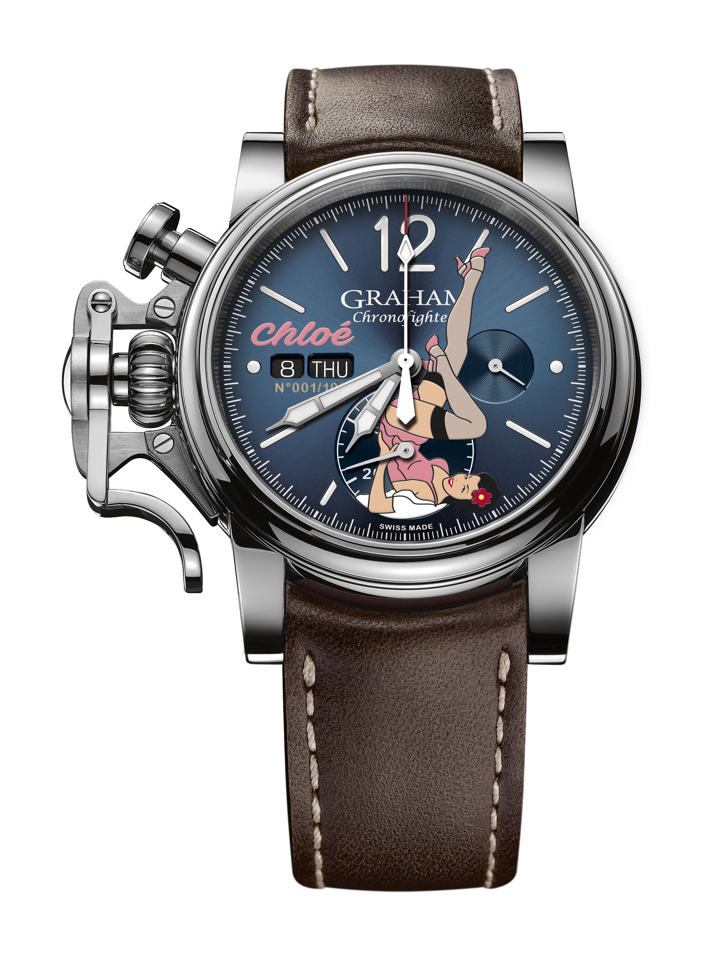 Graham Chronofighter Vintage Nose Art Ltd luxury timepiece - detailed view