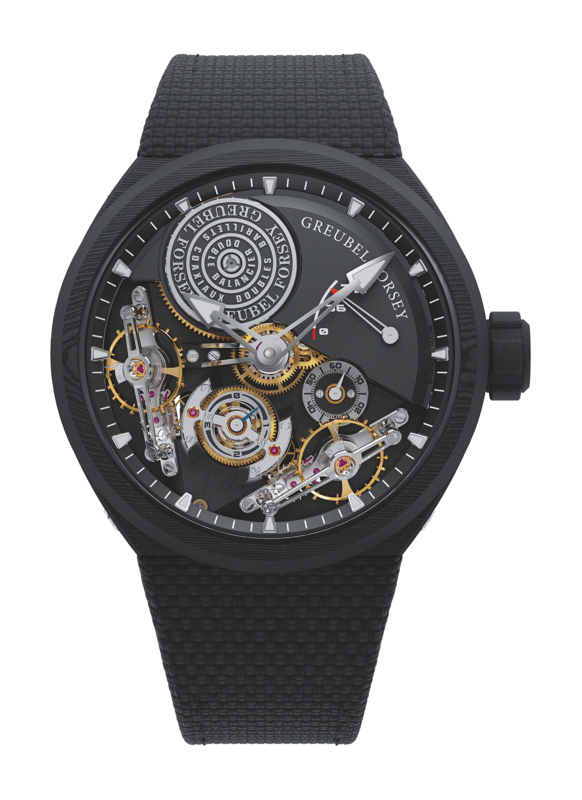 Greubel Forsey Double Balancier Convexe Carbon luxury timepiece - detailed view