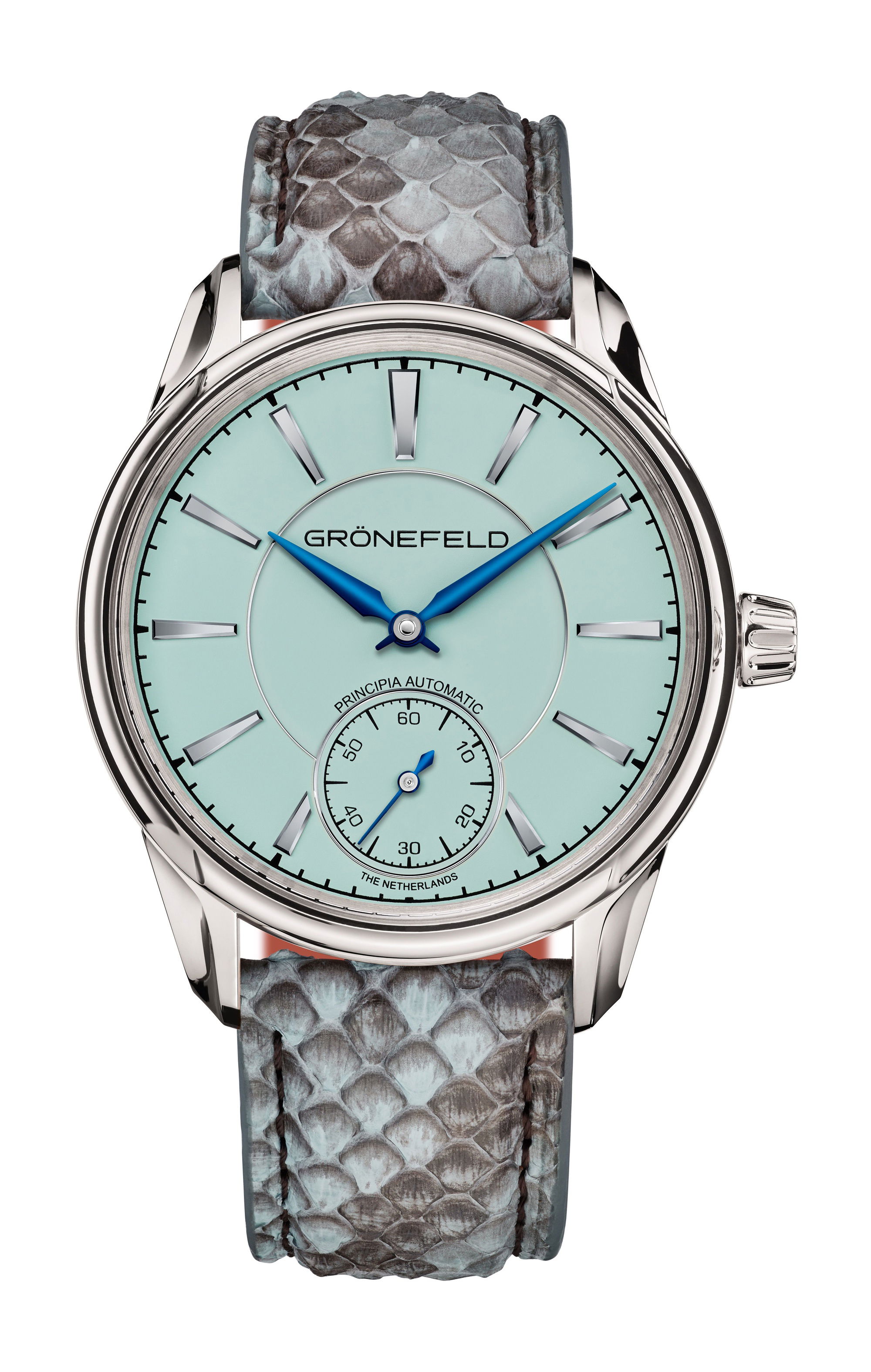Grönefeld 1941 Principia Automatic TURQUOISE DIAL WG luxury timepiece - detailed view