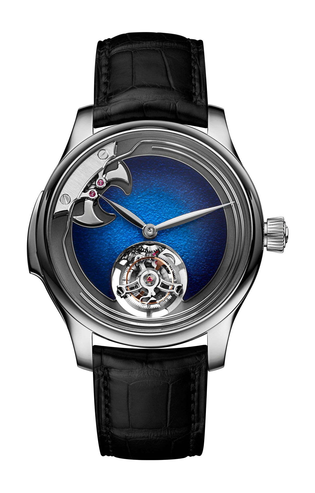 H. Moser & Cie Endeavour Concept Minute Repeater Tourbillon Aqua Blue luxury timepiece - detailed view