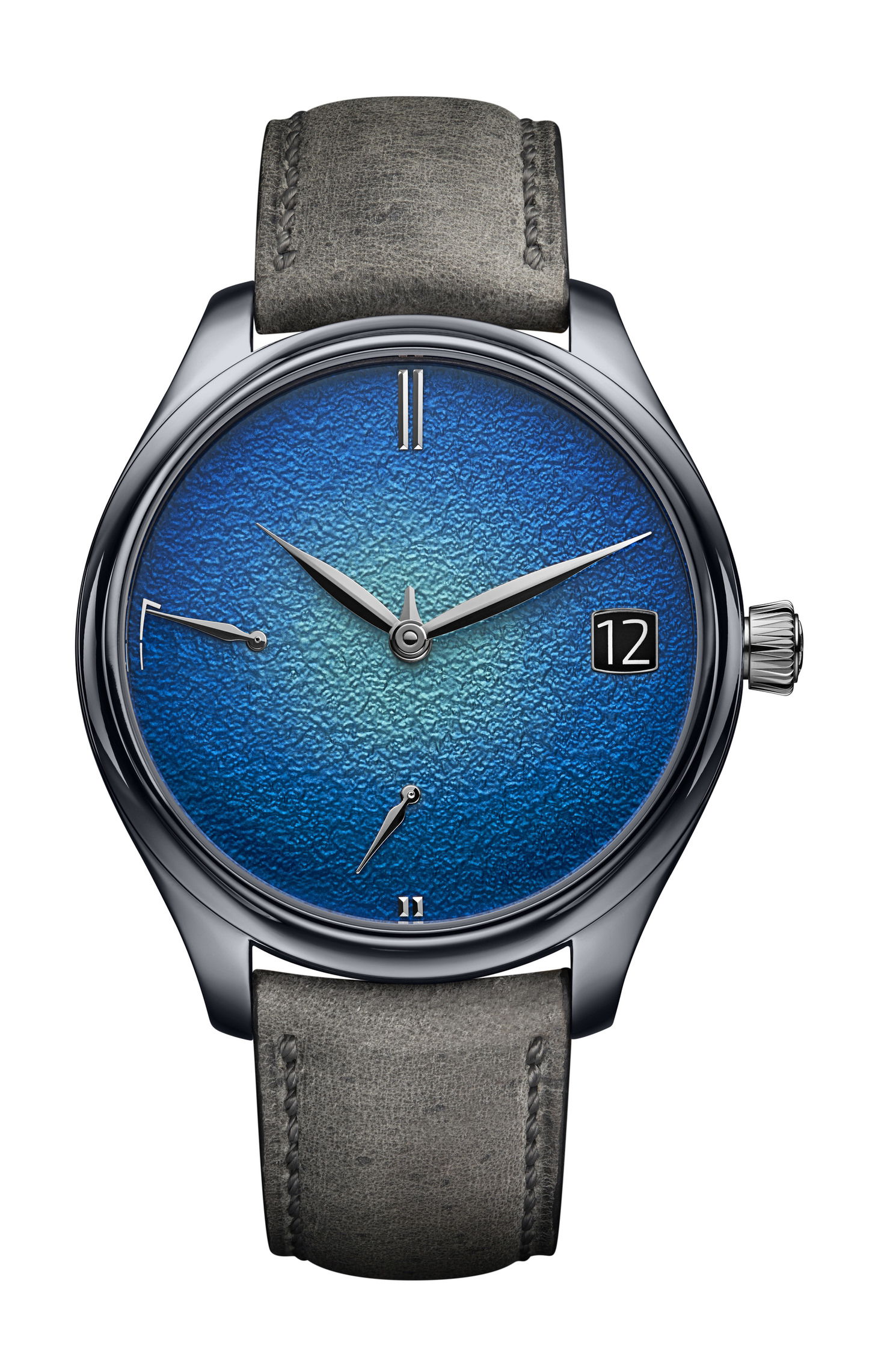 H. Moser & Cie Endeavour Perpetual Calendar Tantalum Blue Enamel luxury timepiece - detailed view