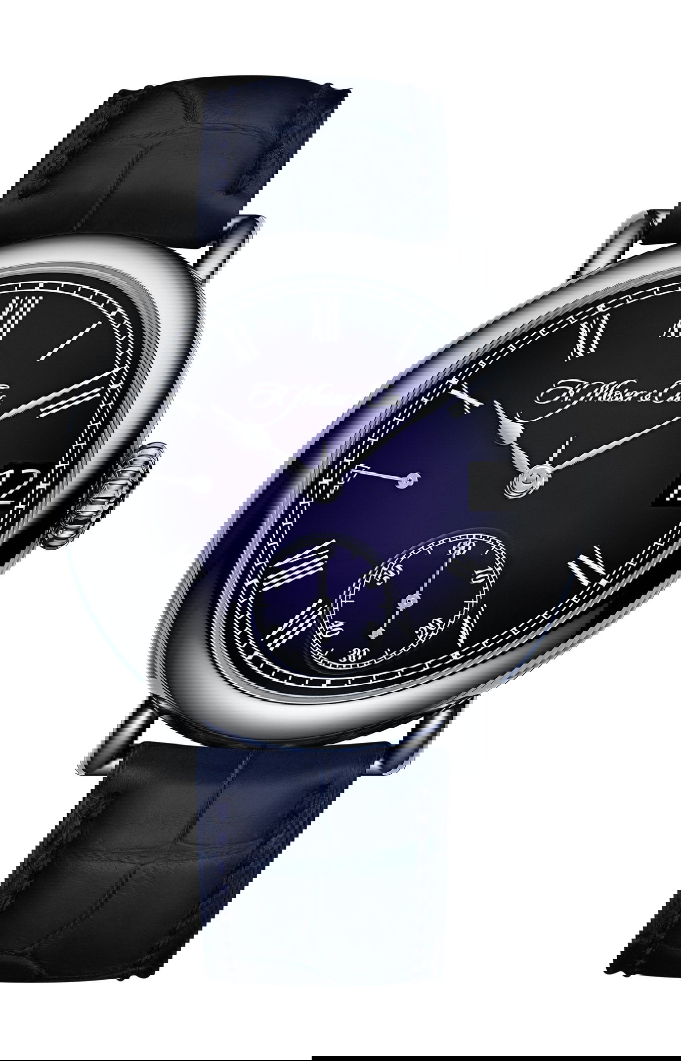 H. Moser & Cie Heritage Perpetual Calendar Midnight Blue Enamel luxury timepiece - detailed view