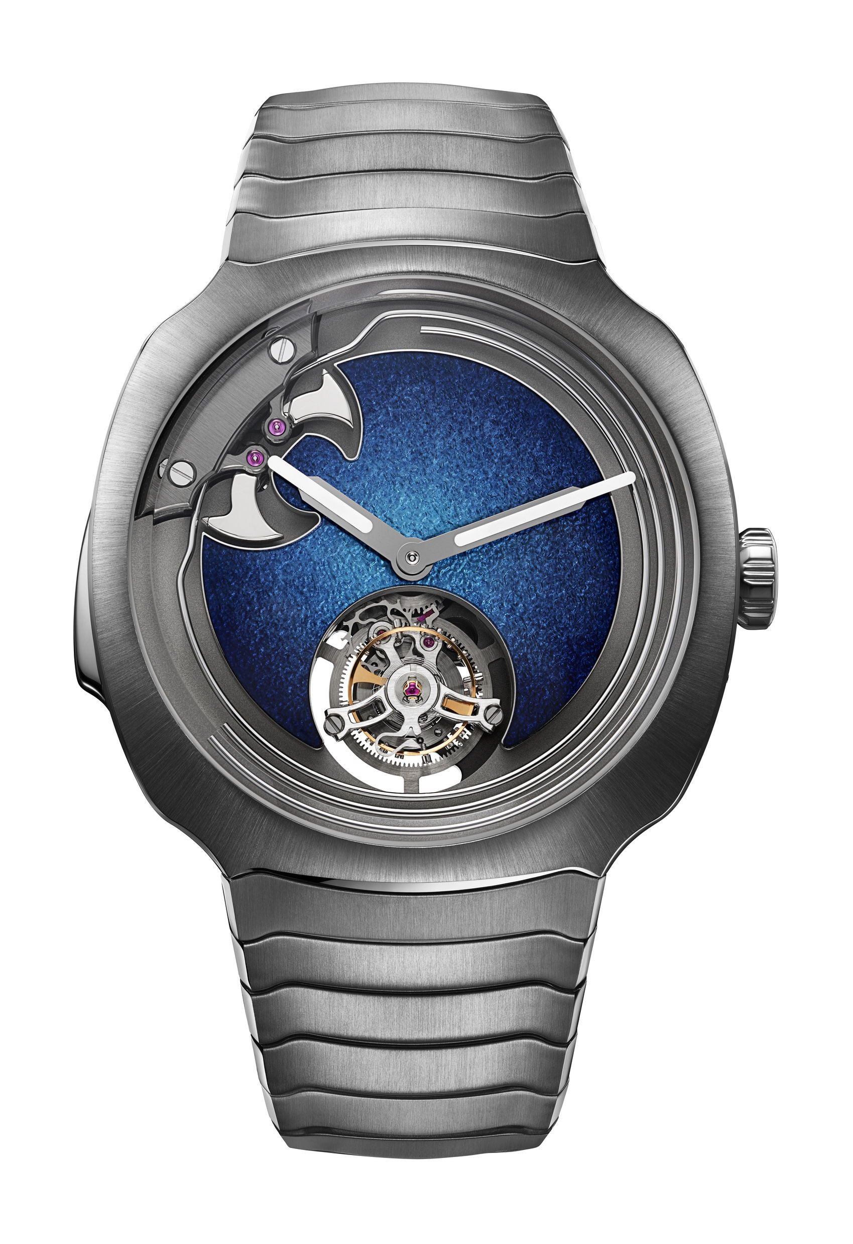 H. Moser & Cie Streamliner Concept Minute Repeater Tourbillon Blue Enamel luxury timepiece - detailed view