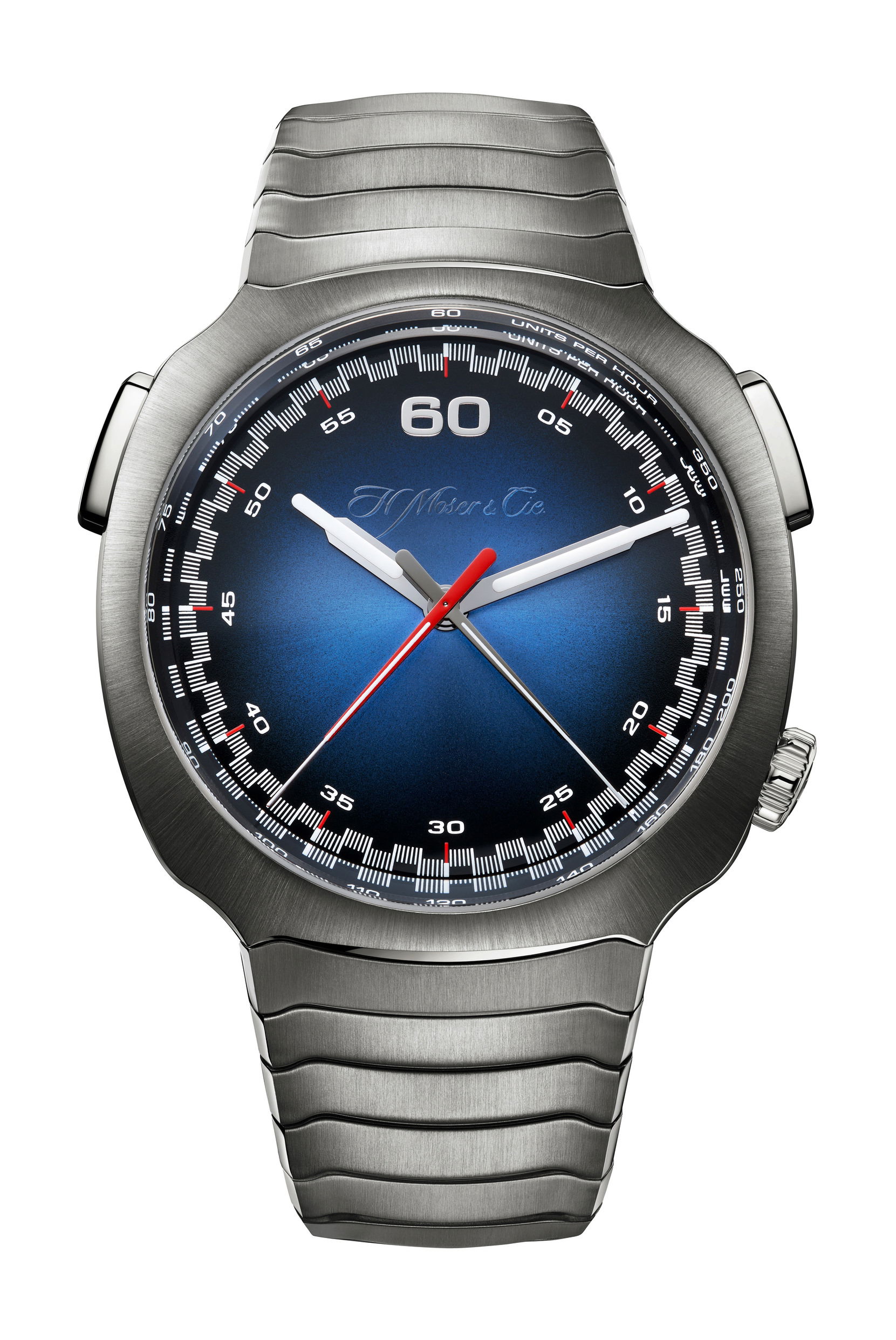 H. Moser & Cie Streamliner Flyback Chronograph Automatic Funky Blue 2.0 luxury timepiece - detailed view
