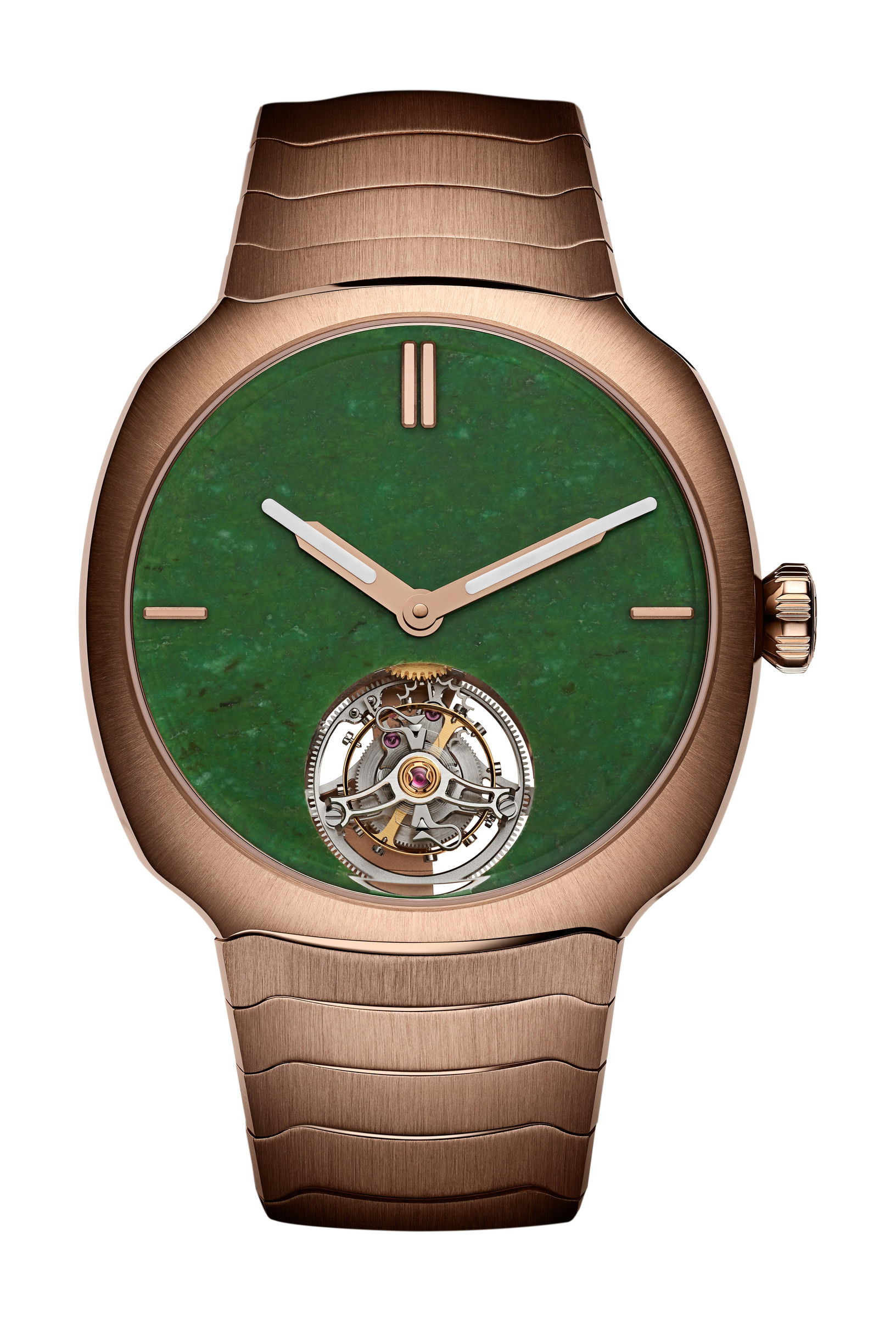 H. Moser & Cie Streamliner Tourbillon Wyoming Jade luxury timepiece - detailed view