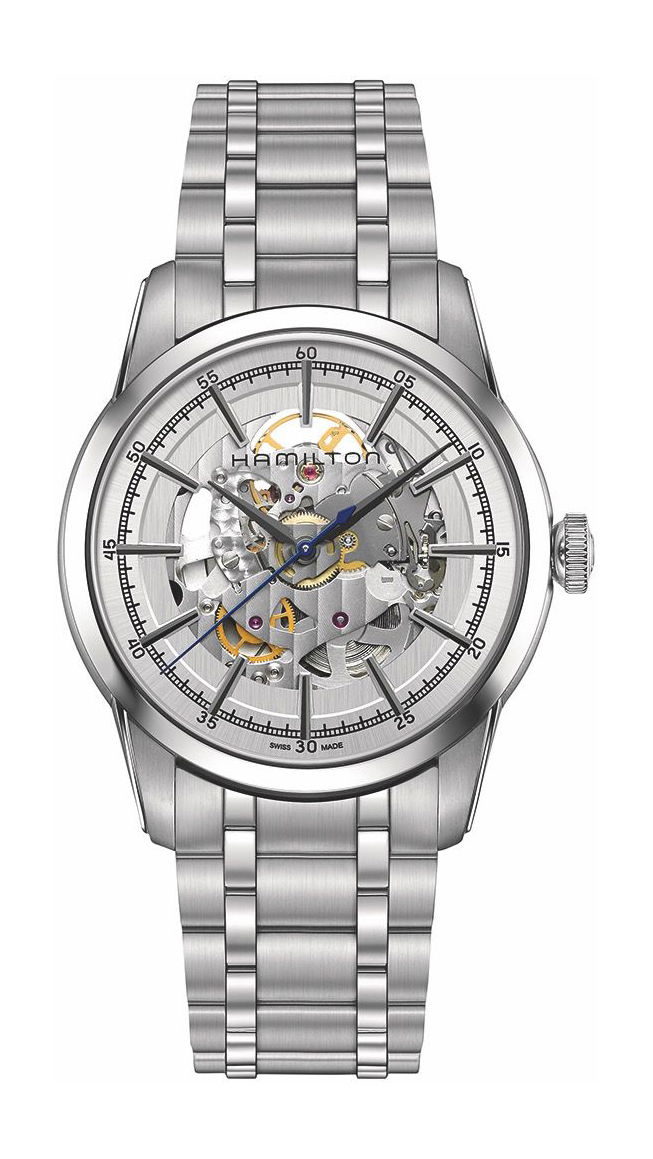Hamilton American Classic RailRoad Skeleton luxury timepiece - detailed view
