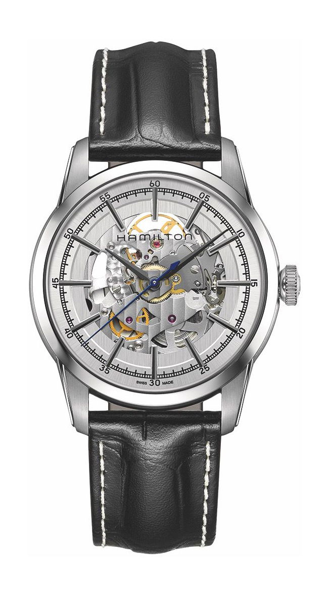 Hamilton American Classic Railroad Skeleton luxury timepiece - detailed view