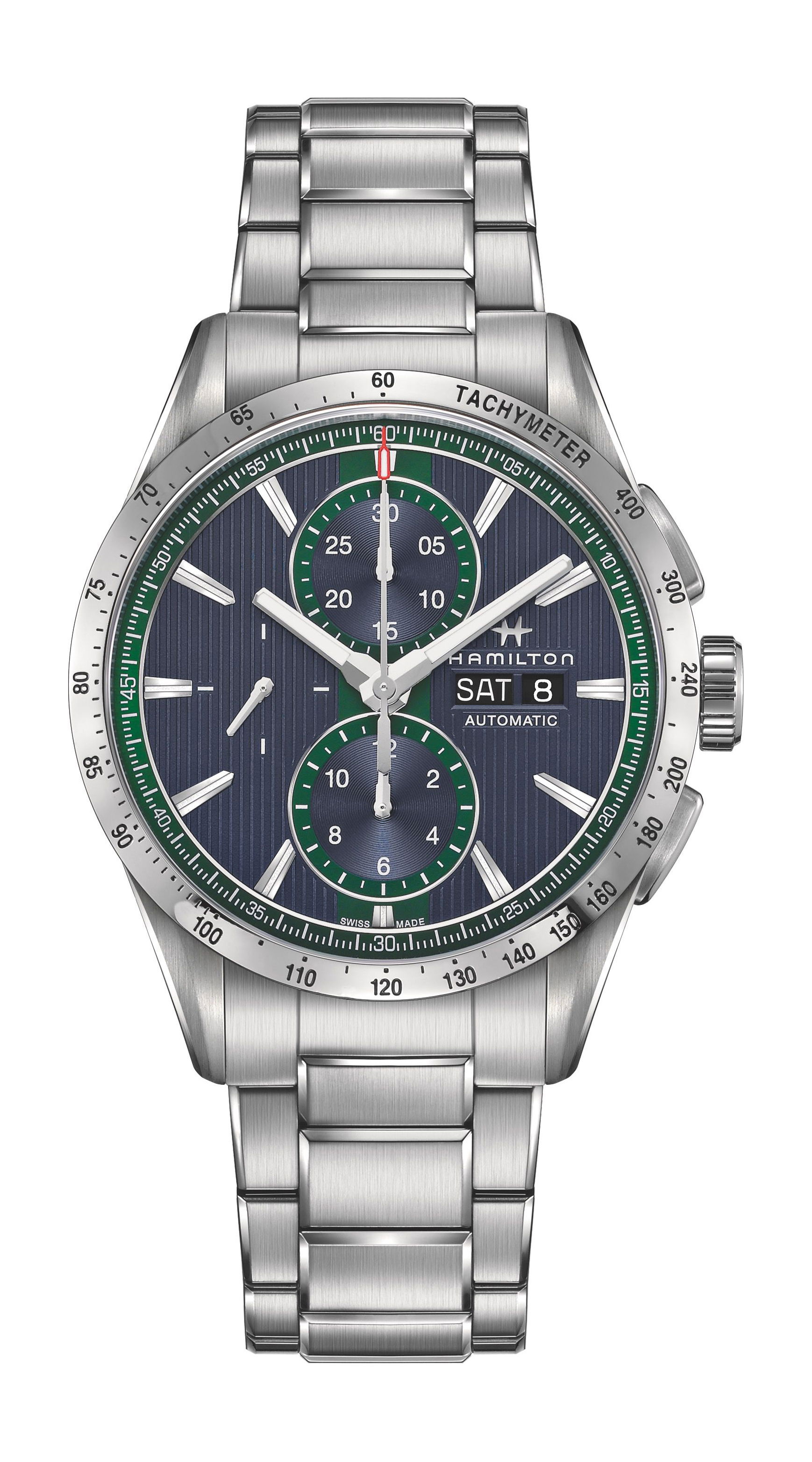 Hamilton Broadway Day Date Auto Chrono luxury timepiece - detailed view