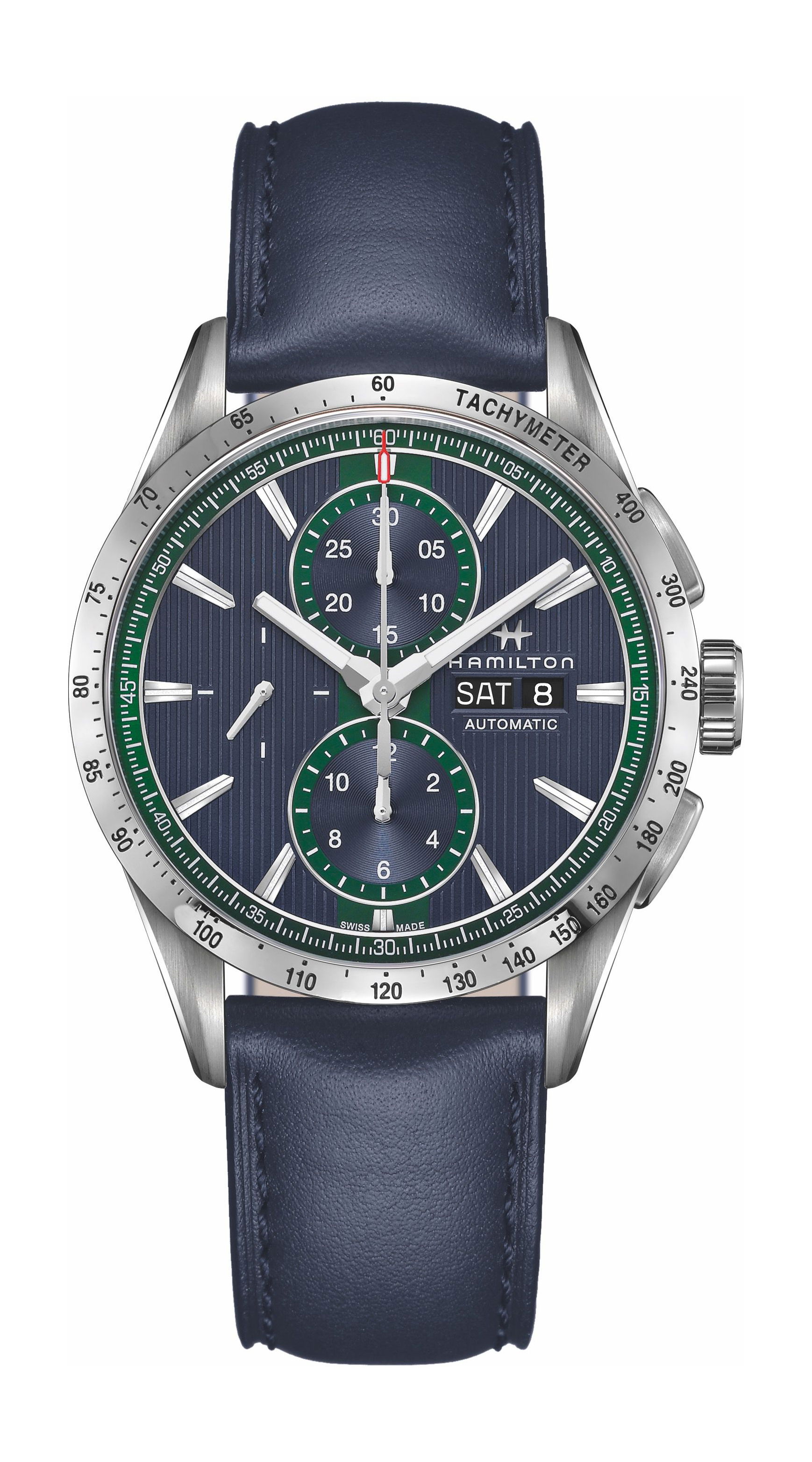 Hamilton Broadway Day Date Auto Chrono luxury timepiece - detailed view