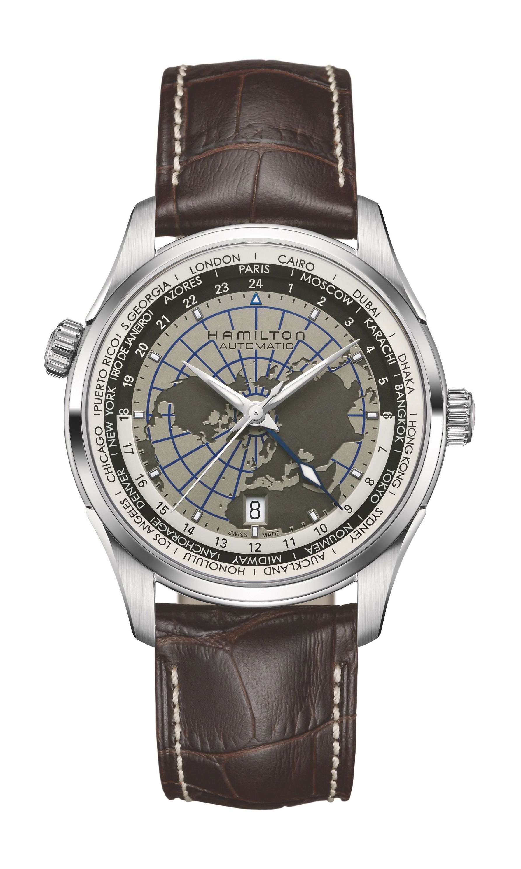 Hamilton Jazzmaster GMT Auto luxury timepiece - detailed view