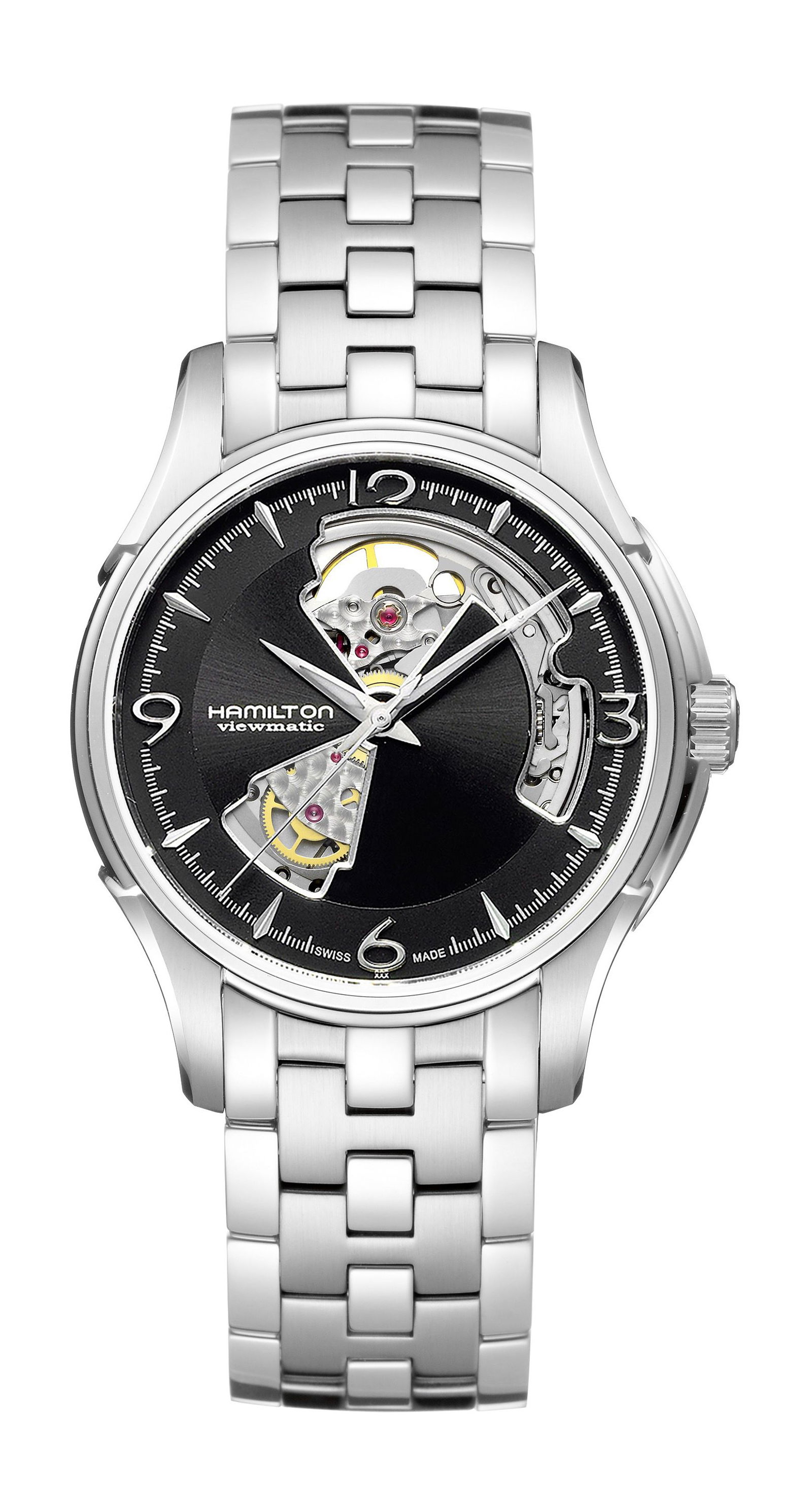 Hamilton Jazzmaster Open Heart Auto luxury timepiece - detailed view