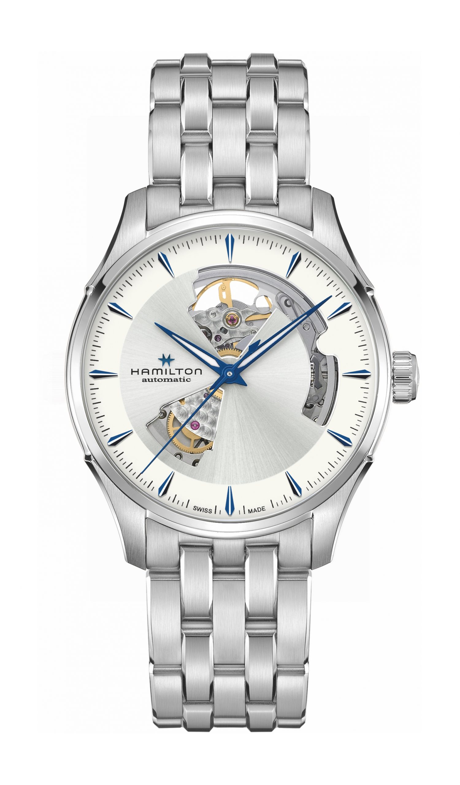 Hamilton Jazzmaster Open Heart Auto luxury timepiece - detailed view