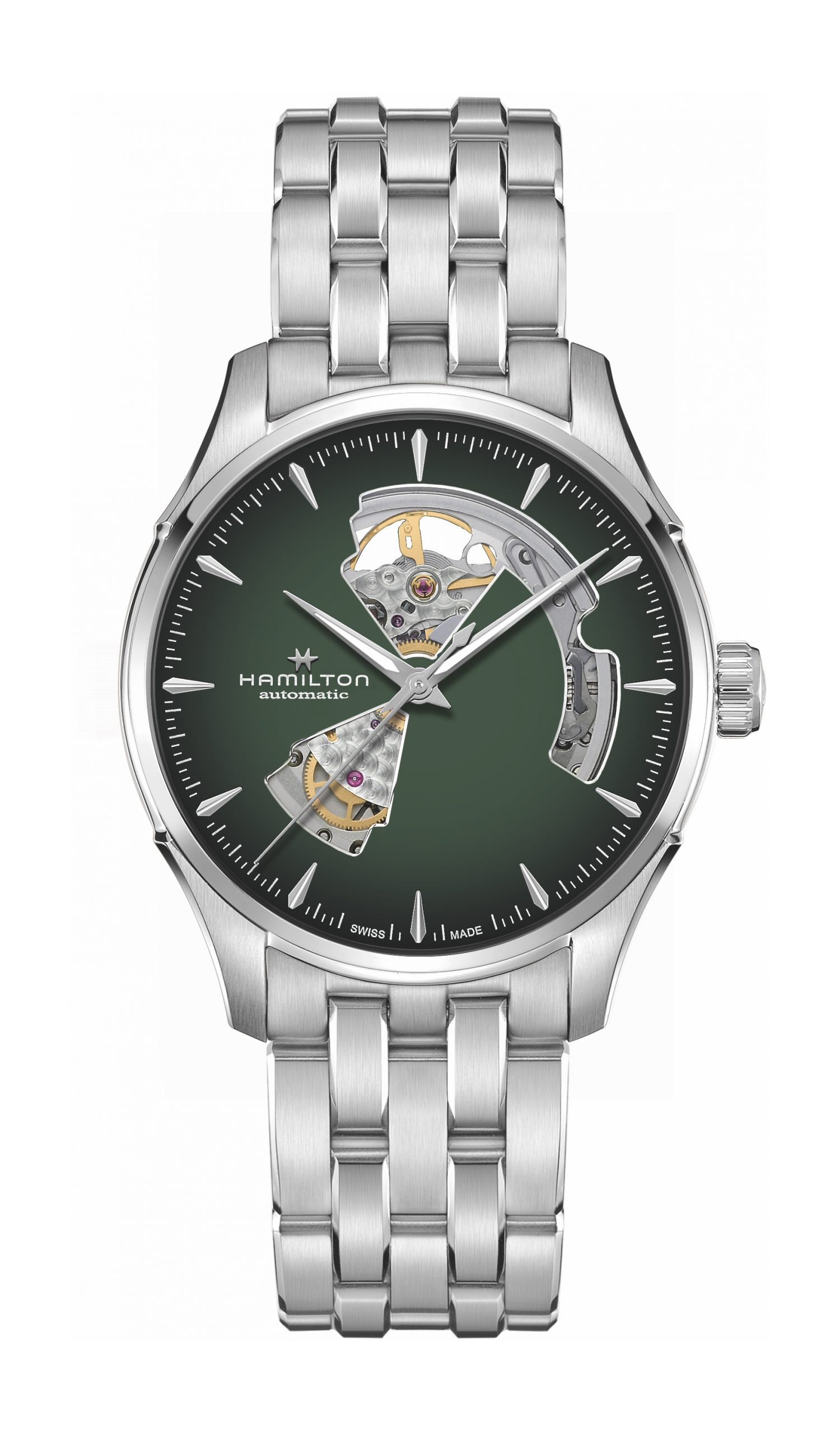 Hamilton Jazzmaster Open Heart Auto luxury timepiece - detailed view