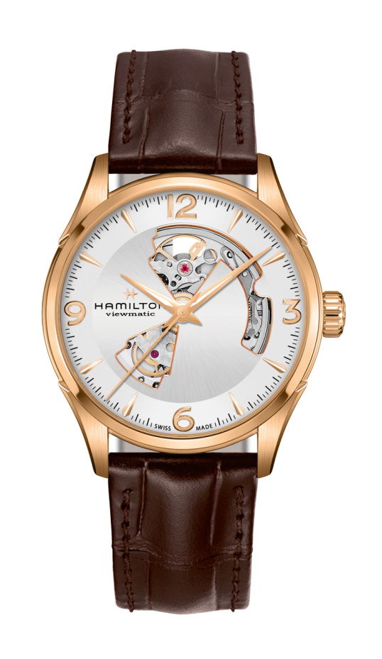 Hamilton Jazzmaster Open Heart Auto luxury timepiece - detailed view
