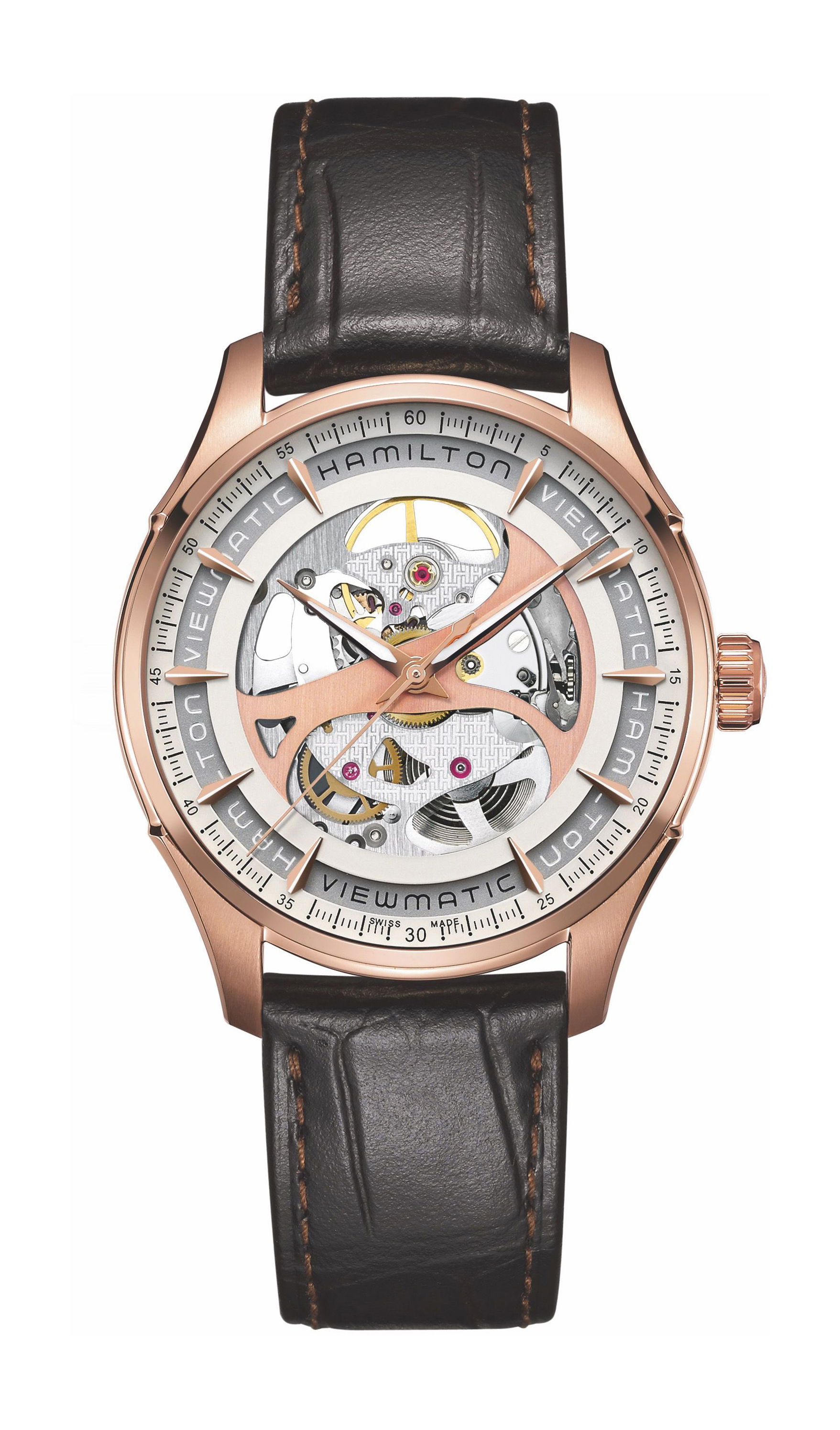 Hamilton Jazzmaster Viewmatic Skeleton Gent Auto luxury timepiece - detailed view