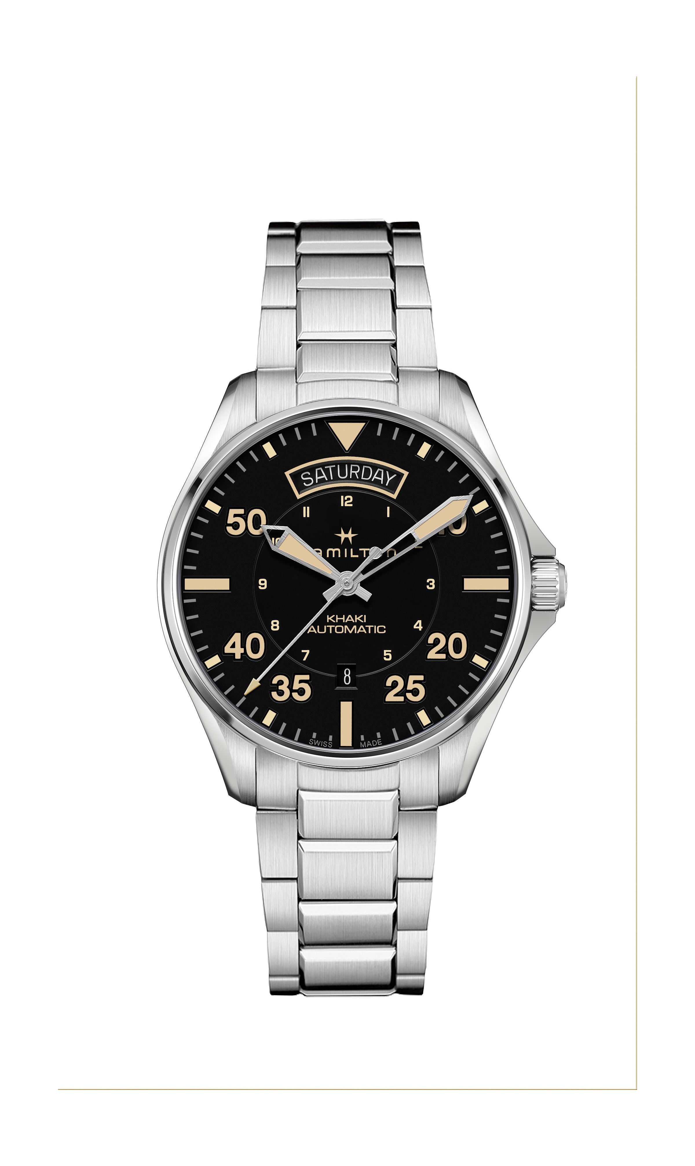 Hamilton Khaki Aviation Khaki Pilot Day Date Auto luxury timepiece - detailed view